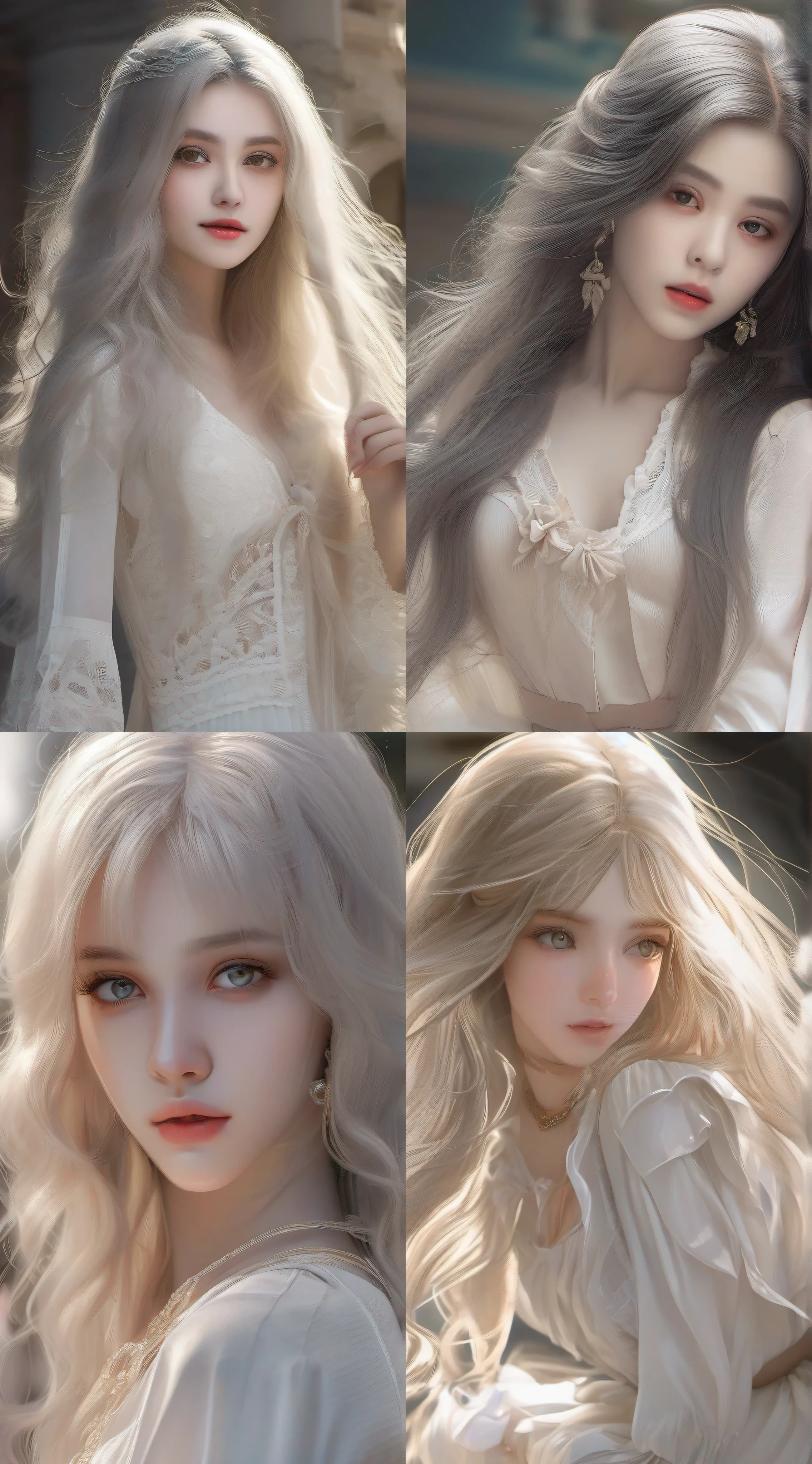 (Valencia:1 girl girl),A masterpiece,best qualtiy,Super detailed RAW photos,Incredible looks,beuaty girl,Smart gestures,long whitr hair,depth of fields,A high resolution,Very Fine Detail,Extremely delicate eyes and face。Sharp's...