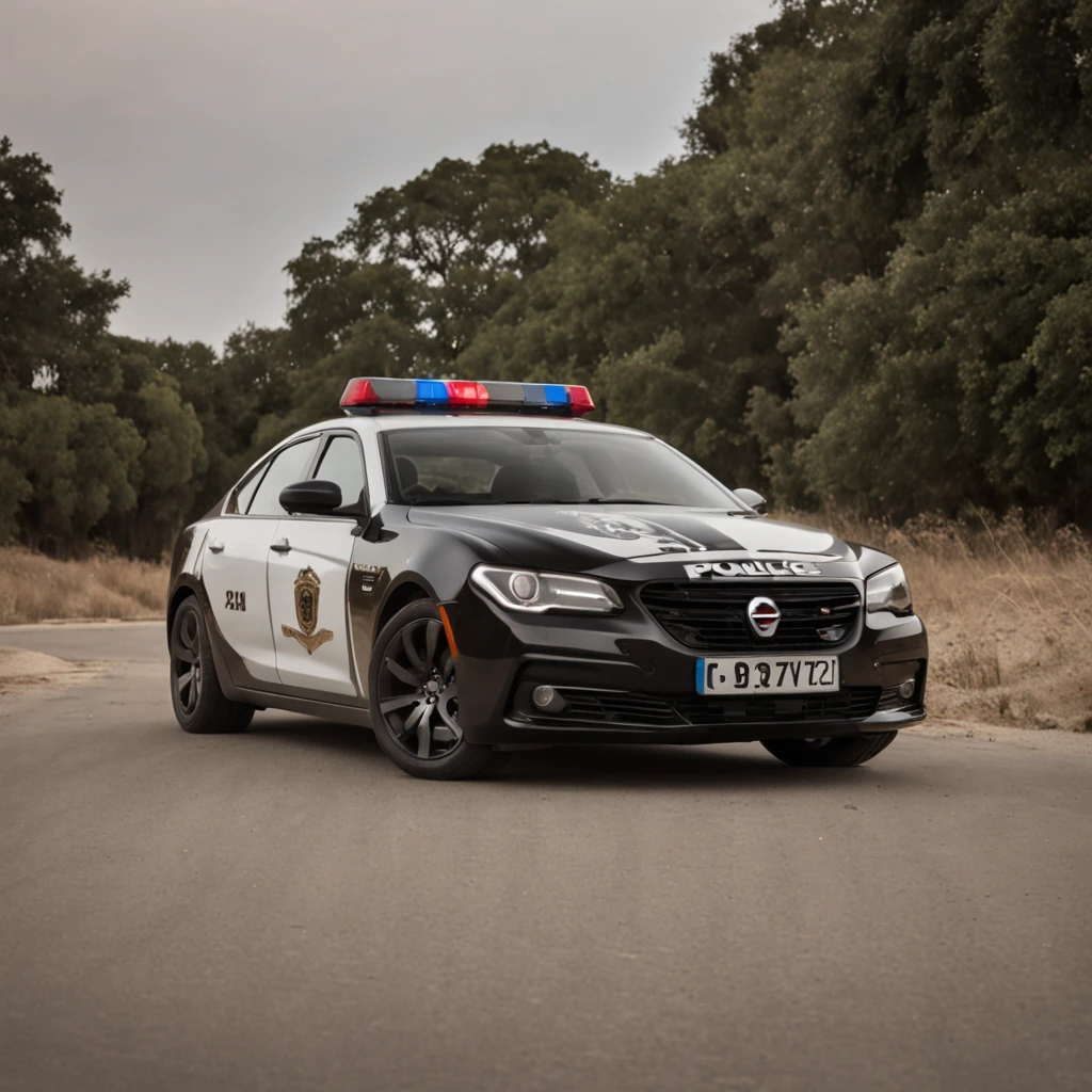 put a police officer with a clipboard in his hand in front of this car from 2 photo