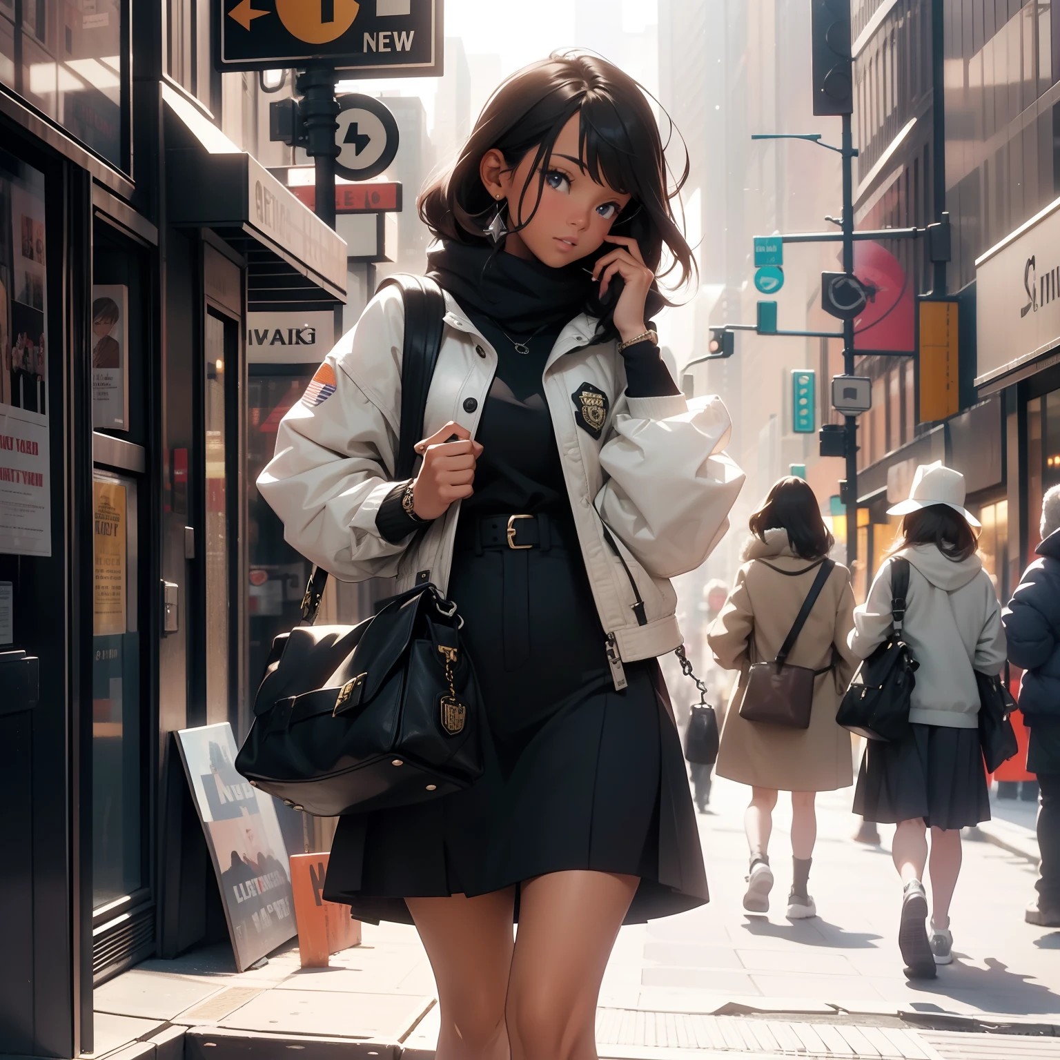 New york city girls walking down 5th avenue in New York