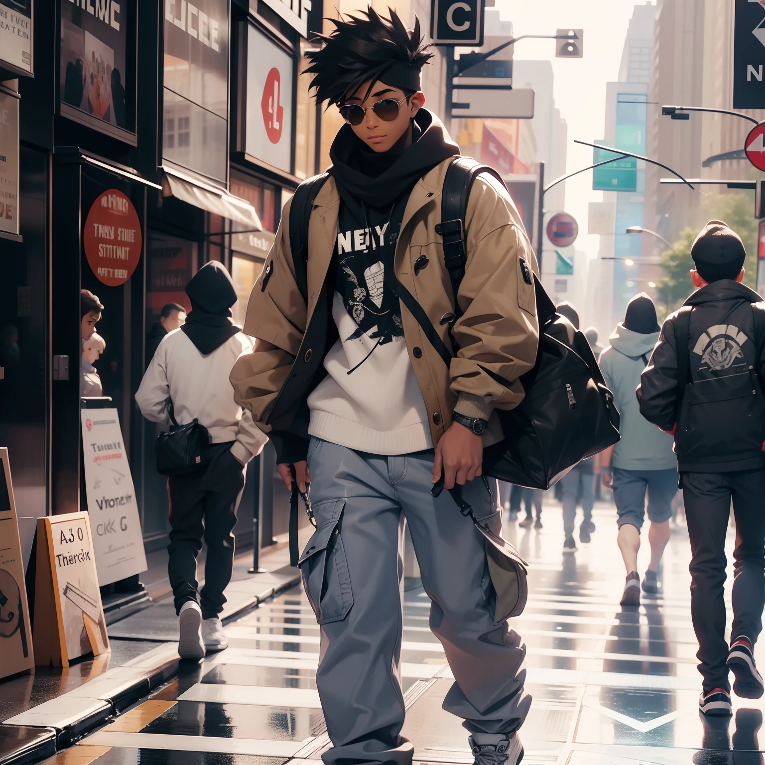 New york city boys walking down 5th avenue in New York