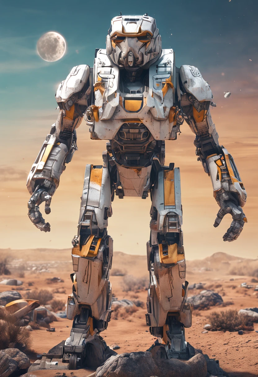 ((qualidade superior、em 8K、obra prima:1.3))Vestindo um mech branco-prateado,Menina com um rosto delicado,A mais alta qualidade de imagem,ultraclaro