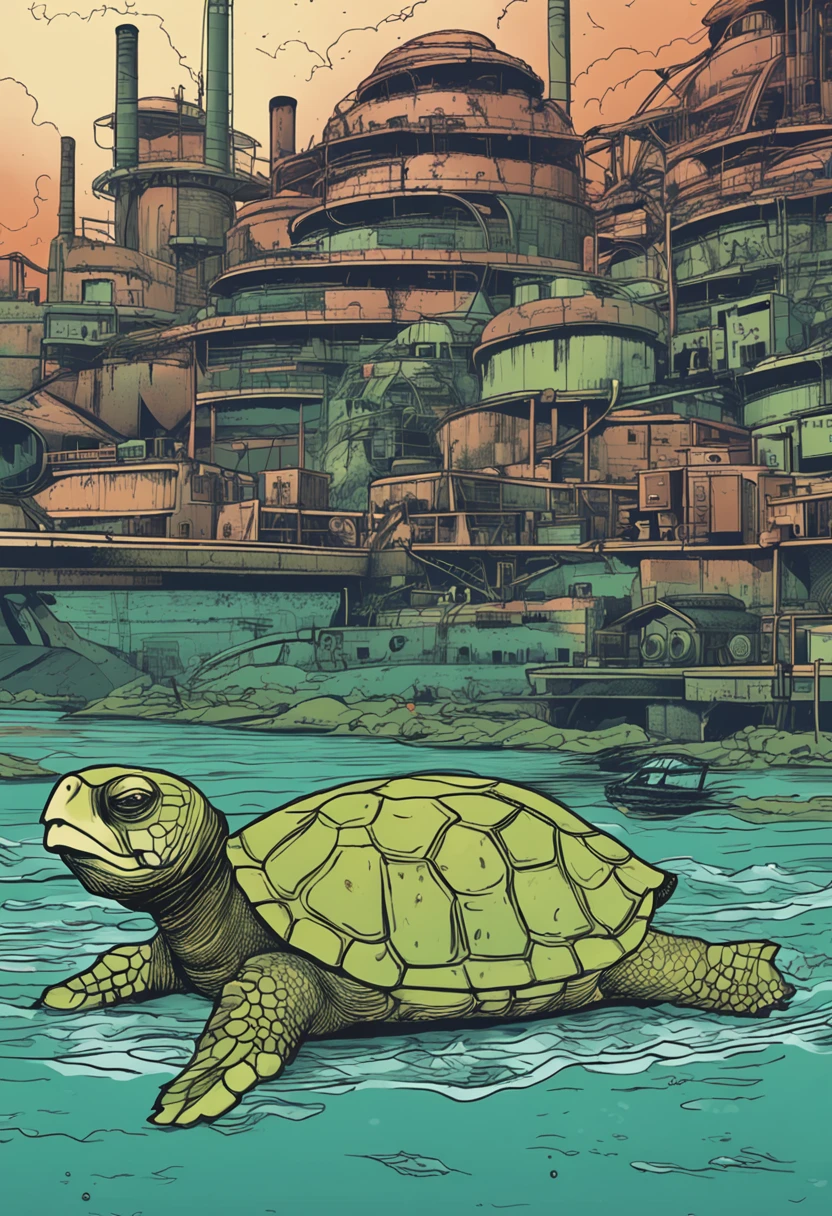 Turtle mutation+(radiating:1.2)、Japan vessels、Sewage pipes+(nuclear power plant:1.1)、Green sewage，Sleeping floating dead fish rotten shrimp