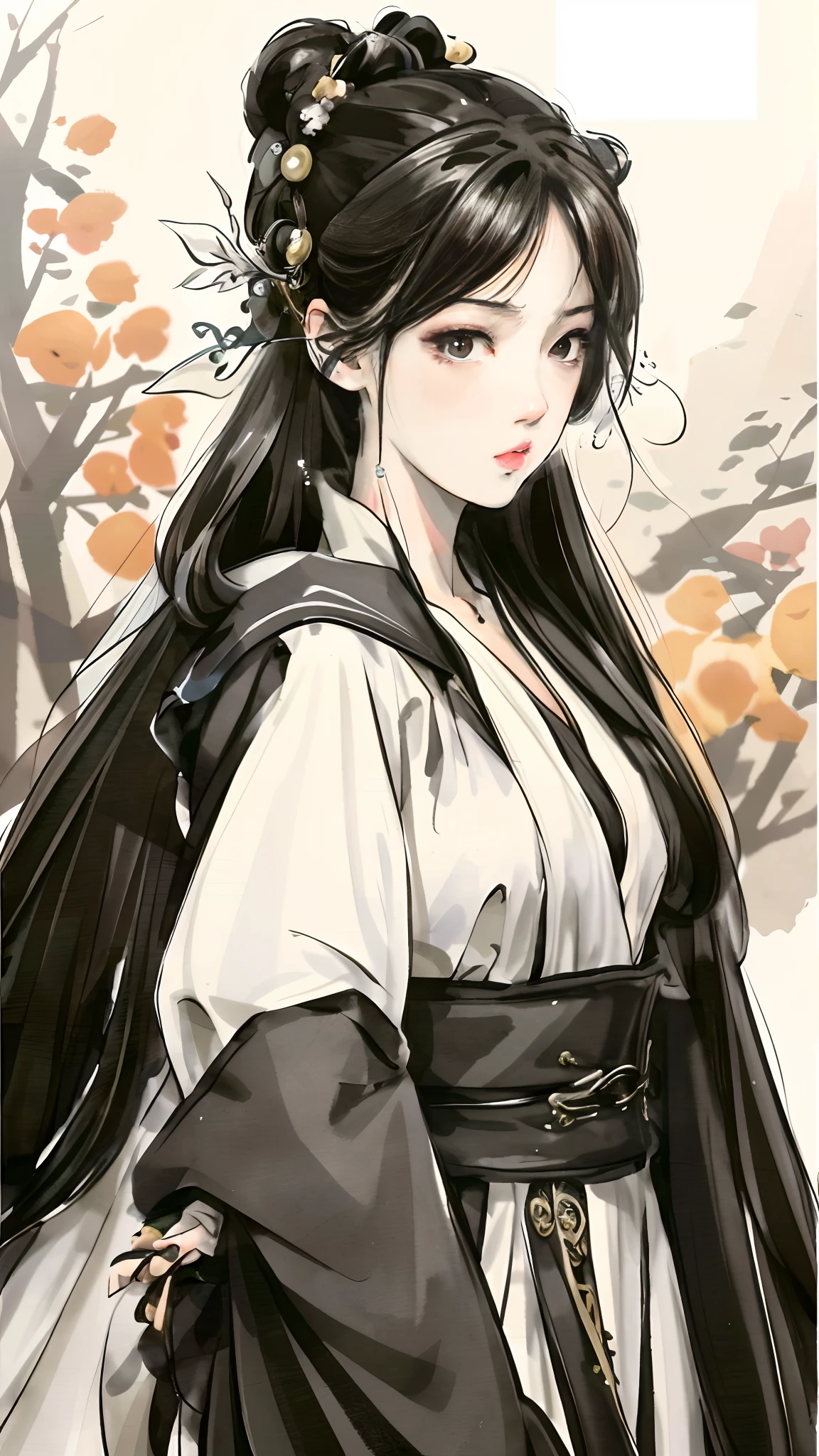 Official Art, Unified 8k Wallpapers, ((Hyperrealism) (Surrealism)), (3D), Ultra Detailed, Beautiful and Aesthetic, Masterpiece, Best Quality, (Zentangle, Tangle, Entangle), (Fractal Art: 0.5), (Full Body Character Design, Full Body: 0.3), 2girl, Detailed Eyes, (Delicate Skin, Diffused Skin Pores) (Long White Hair), No Shoulder Straps, Girl in Mecha Network Armor, Beautiful White Girl Cyborg, Weapon in hand, Chinese style, wide vision, black and white, martial arts, Chinese cyberpunk architecture, movie lighting, full body character design, full body: 0.3), China, (dream: 1), (silk: 1), sky with Chinese dragon, Chinese phoenix, (smile: 1.5), (Chinese deity),