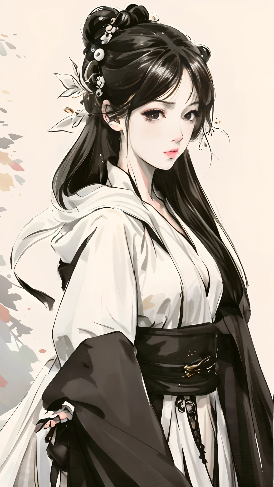 a painting of a woman with long hair wearing a white dress, beautiful character painting, guweiz, artwork in the style of guweiz, by Yang J, by Fan Qi, by Zhang Han, by Zeng Jing, by Zhou Wenjing, guweiz masterpiece, by Li Song, beautiful anime portrait, by Ye Xin, by Song Xu