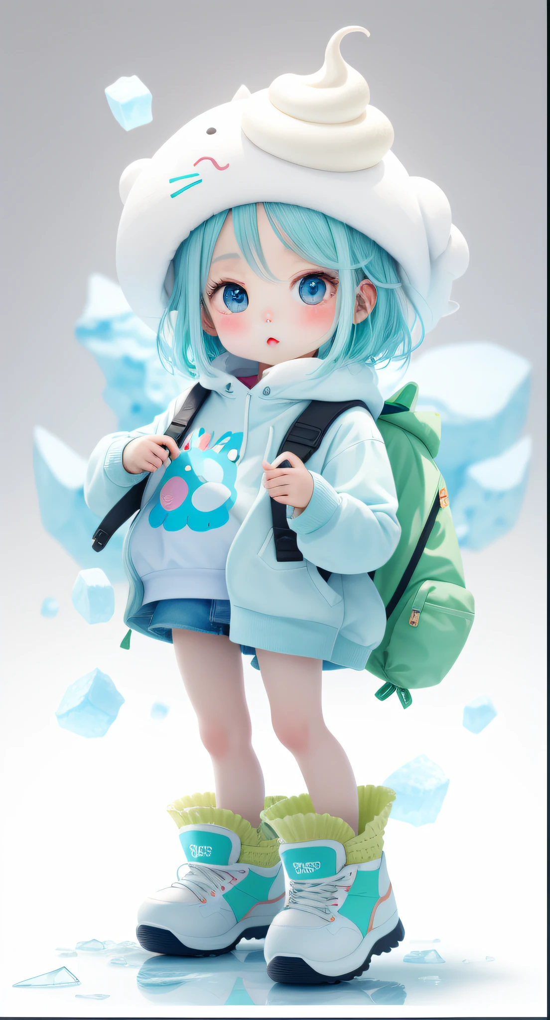 soft ice cream、Clothes are simple、Background Shop、White background、White in appearance