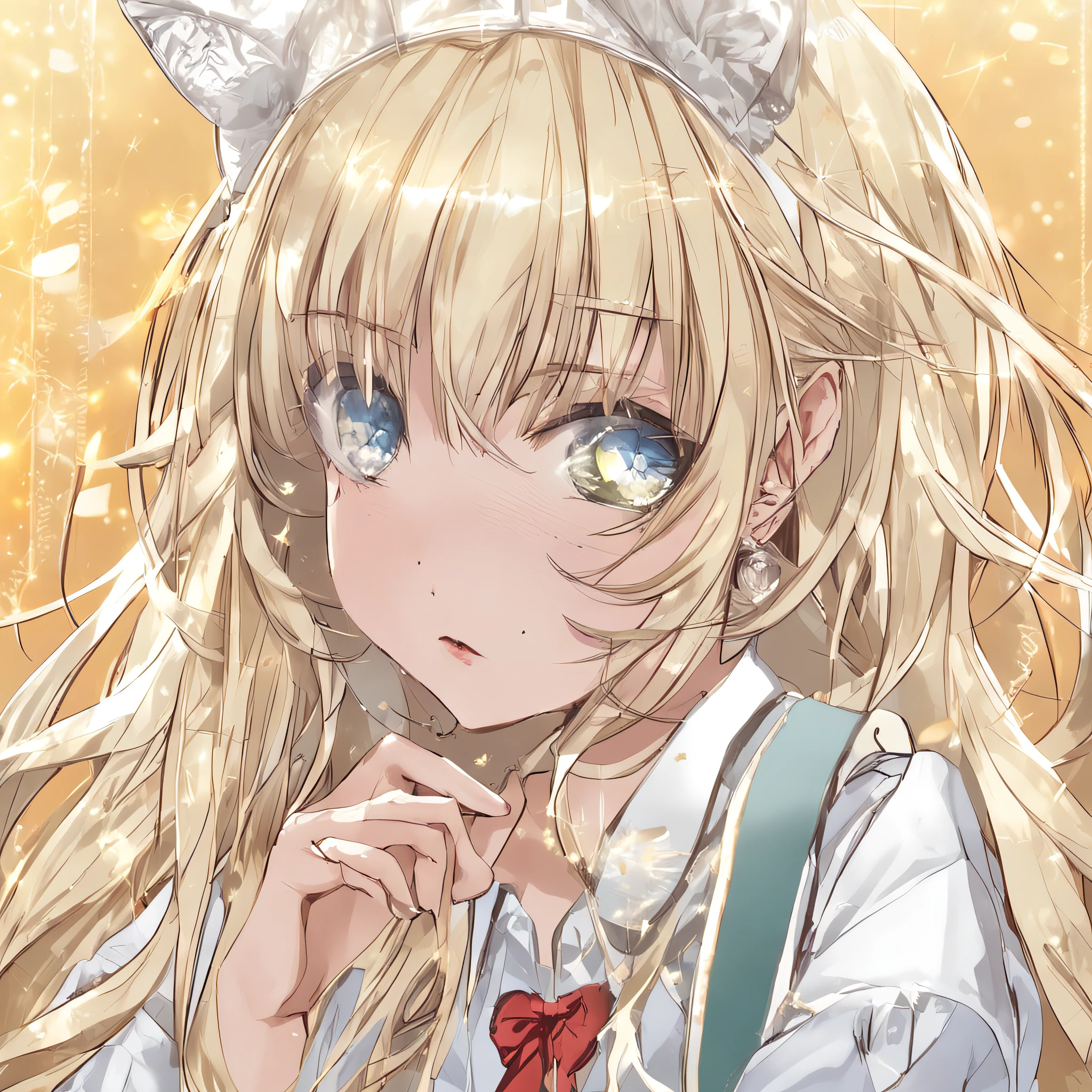 porate、(School uniforms)、bright expression、poneyTail、young and shiny white shiny skin、Best Looks、Gold reflects light、Platinum blonde hair,Shine brightly、Shiny light hair,、Super long silky straight hair、Beautiful bangs that shine、Big blue eyes that sparkle like crystal clear and charming、Very nice and lovely 16 year old girl、Lush bust、With slit、((full body seen))