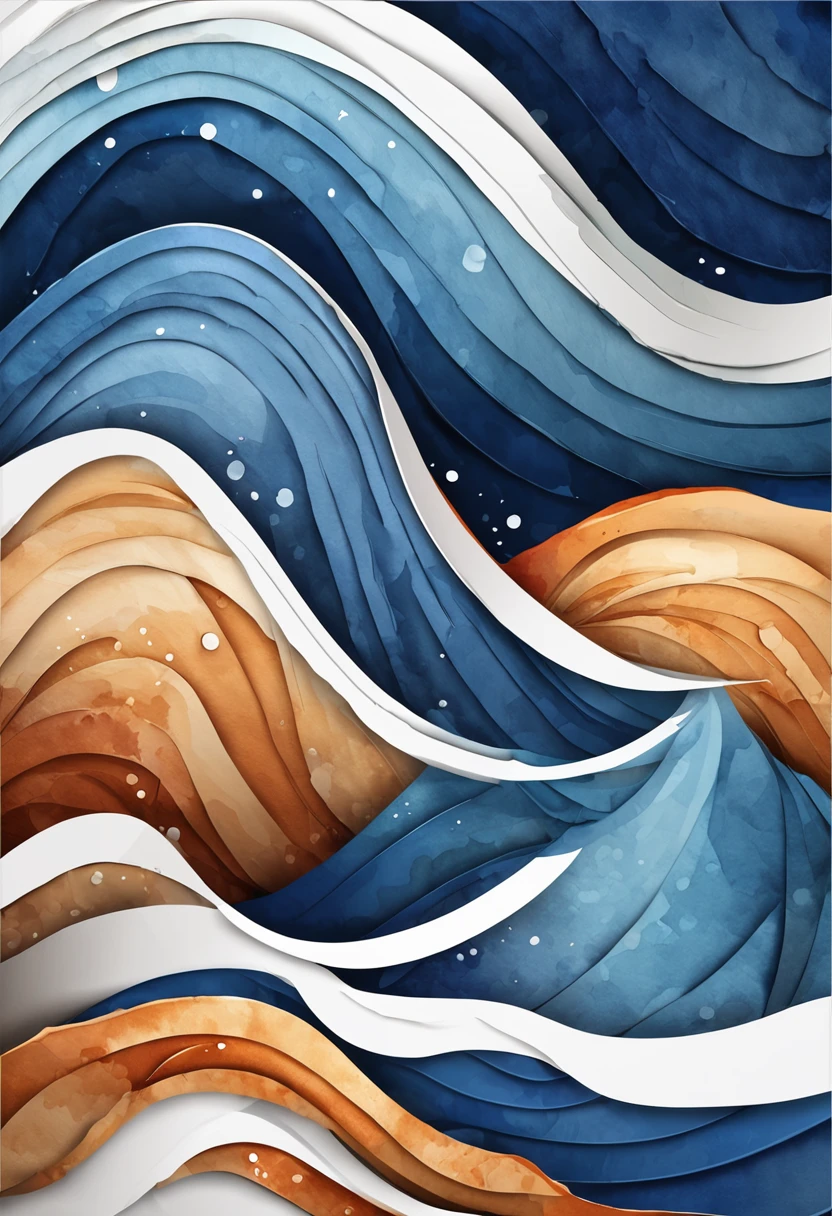 Dark blue paper waves abstract banner design. Elegant wavy vector background, 8k best quality