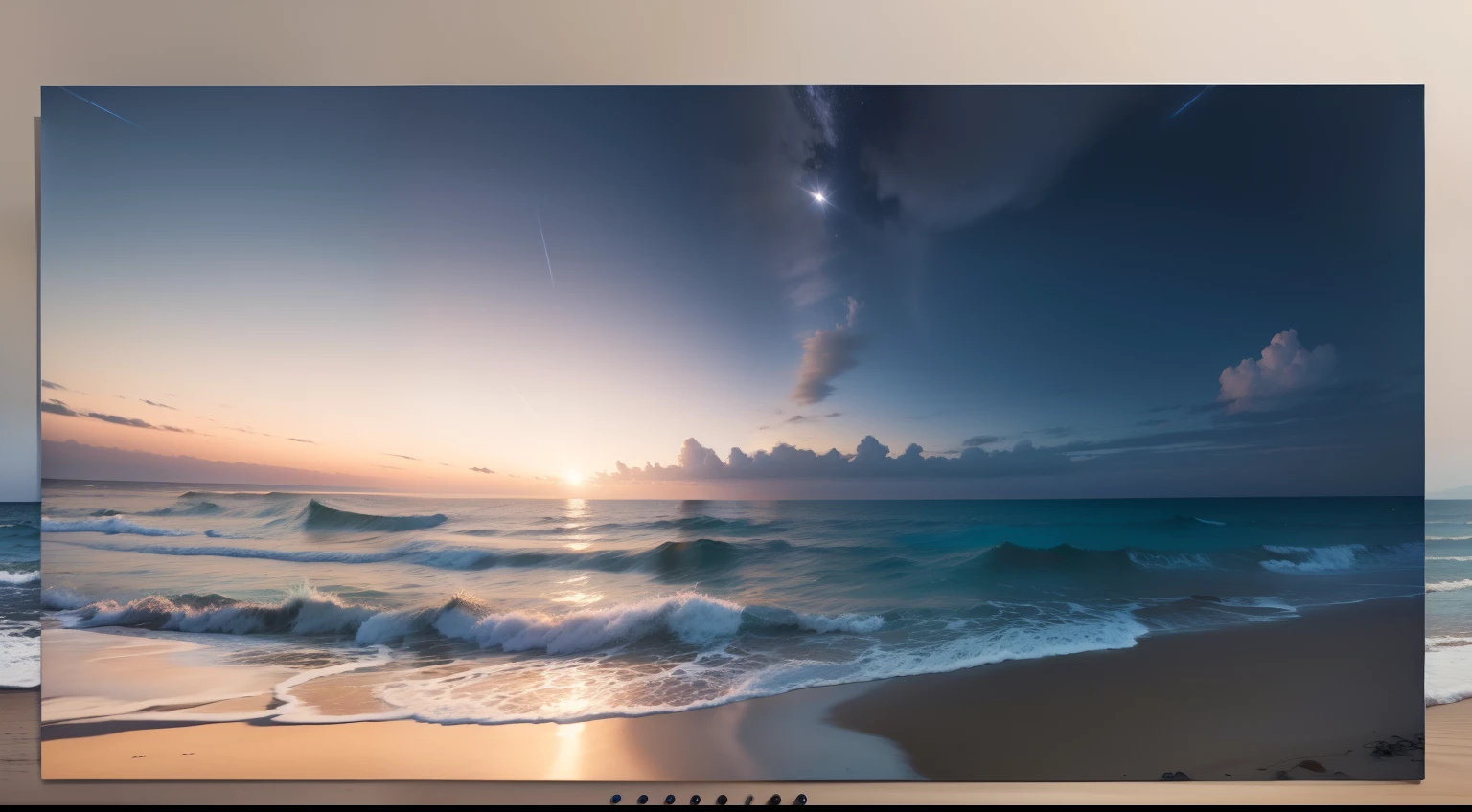 Beach scenery at night the panoramic starlight (obra-prima) (8k high resolution) (melhor qualidade) (Ultra Definition) (Ultra realista)(Foto RAW) (Foto realista) (bright illumination)