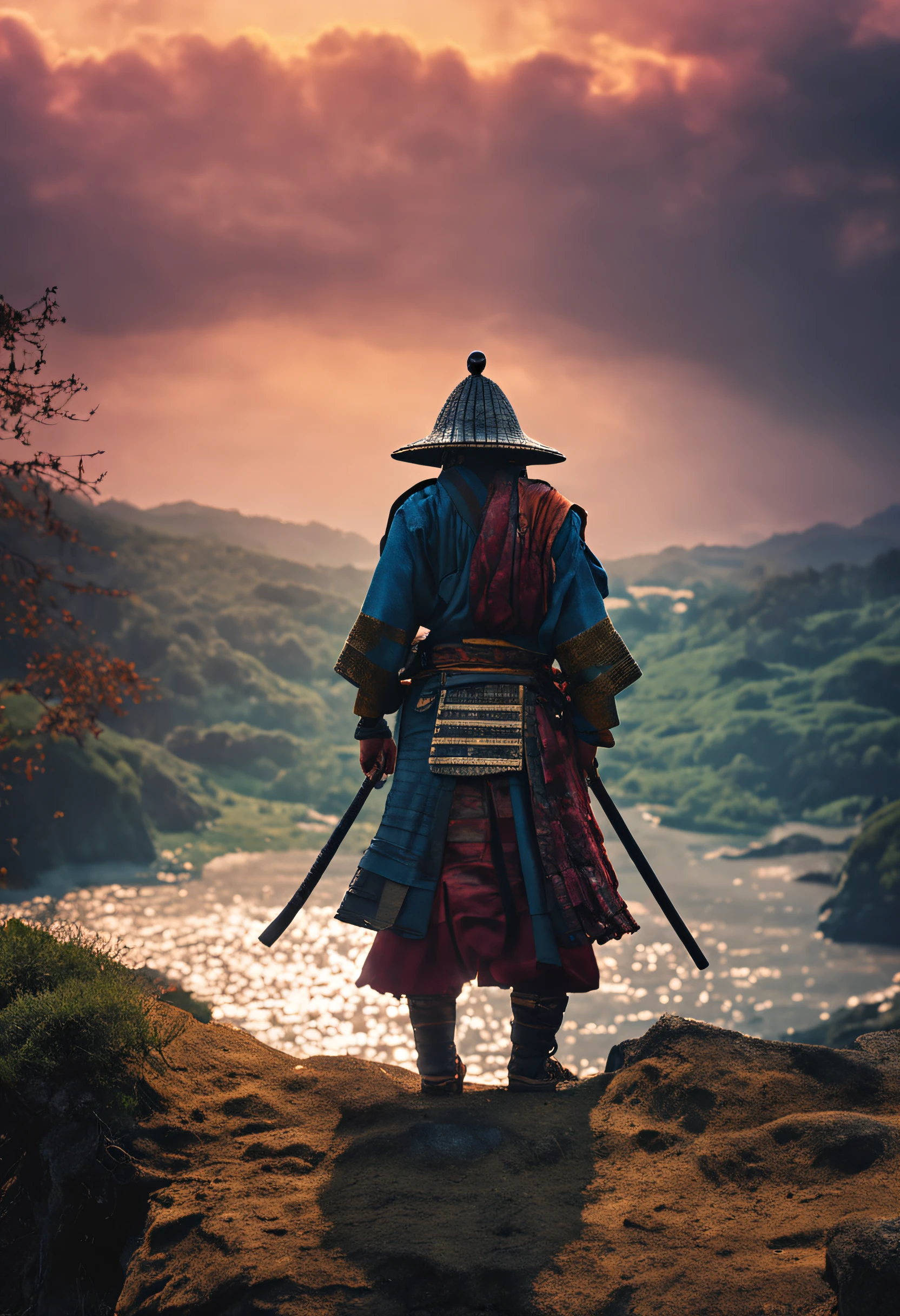 SAMURAI REALISTA MEDITANDO DE JOELHOS (obra-prima) (8k high resolution) (melhor qualidade) (Ultra Definition) (Ultra realista)(Foto RAW) (Foto realista) (bright illumination)