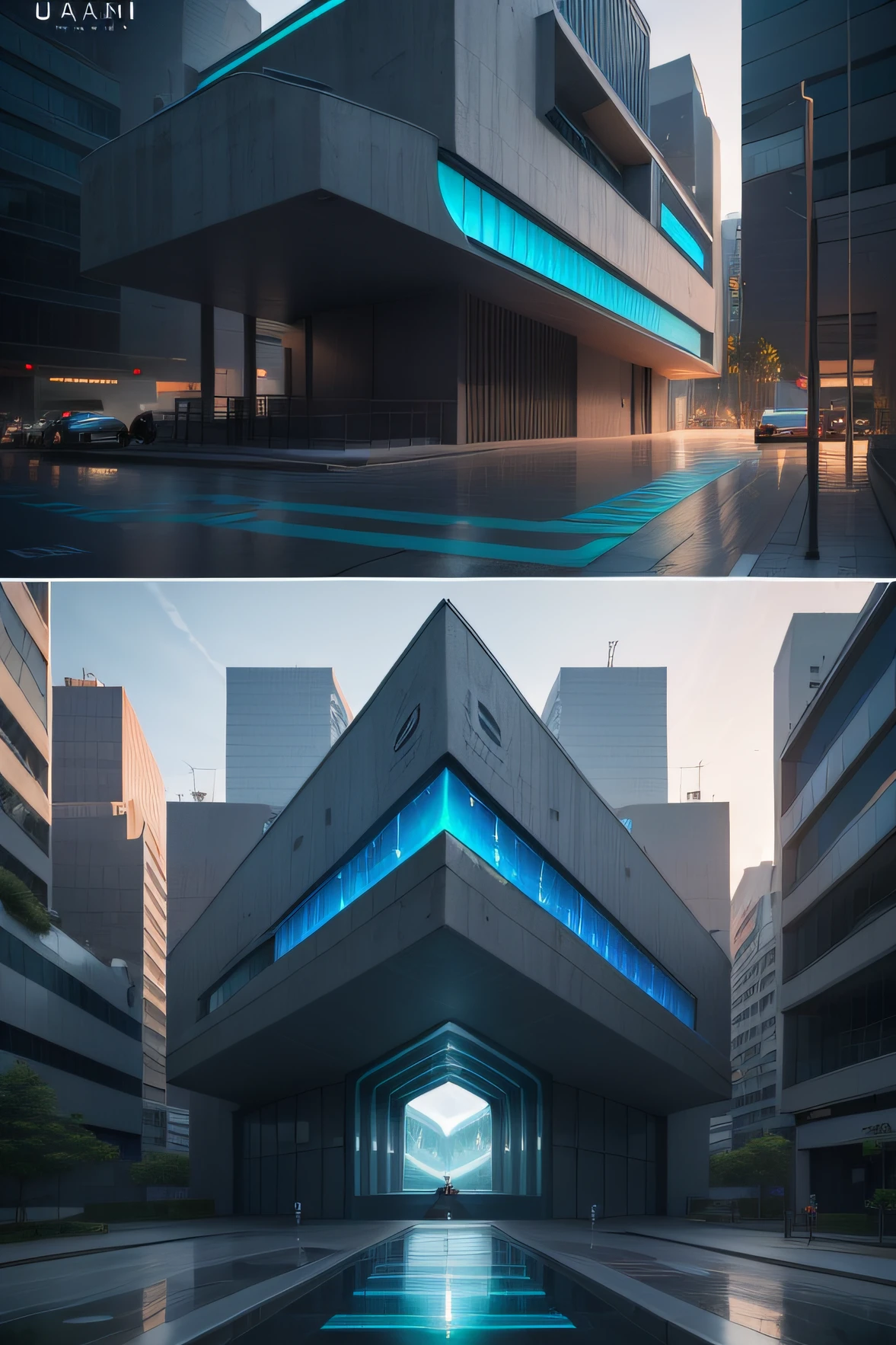 "Develop a logo that combines building elements and artificial intelligence to represent the BASILAR company. Use a combination of clean and modern lines to create a stylized architectural structure, as a building, ponte ou uma forma abstrata que simbolize a engenharia civil. Em seguida, Incorporate elements of artificial intelligence, as electronic circuits, pontos de dados, to transmit the advanced technology and innovation of the company BASILAR. Utilize uma paleta de cores que transmita solidez e confiabilidade, como tons de azul escuro ou cinza. The logo should convey the combination of civil engineering expertise and advanced technology of the company BASILAR."