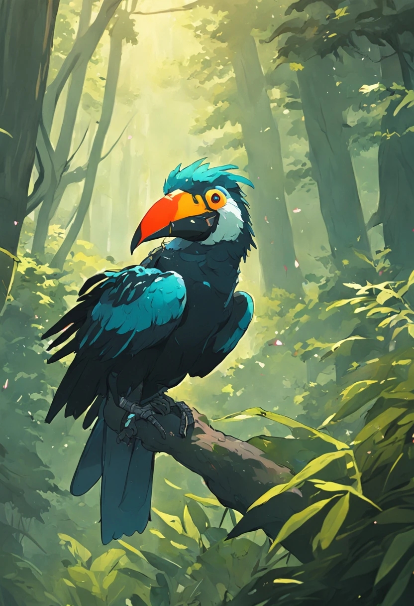 tucano na floresta, pintura SNES
