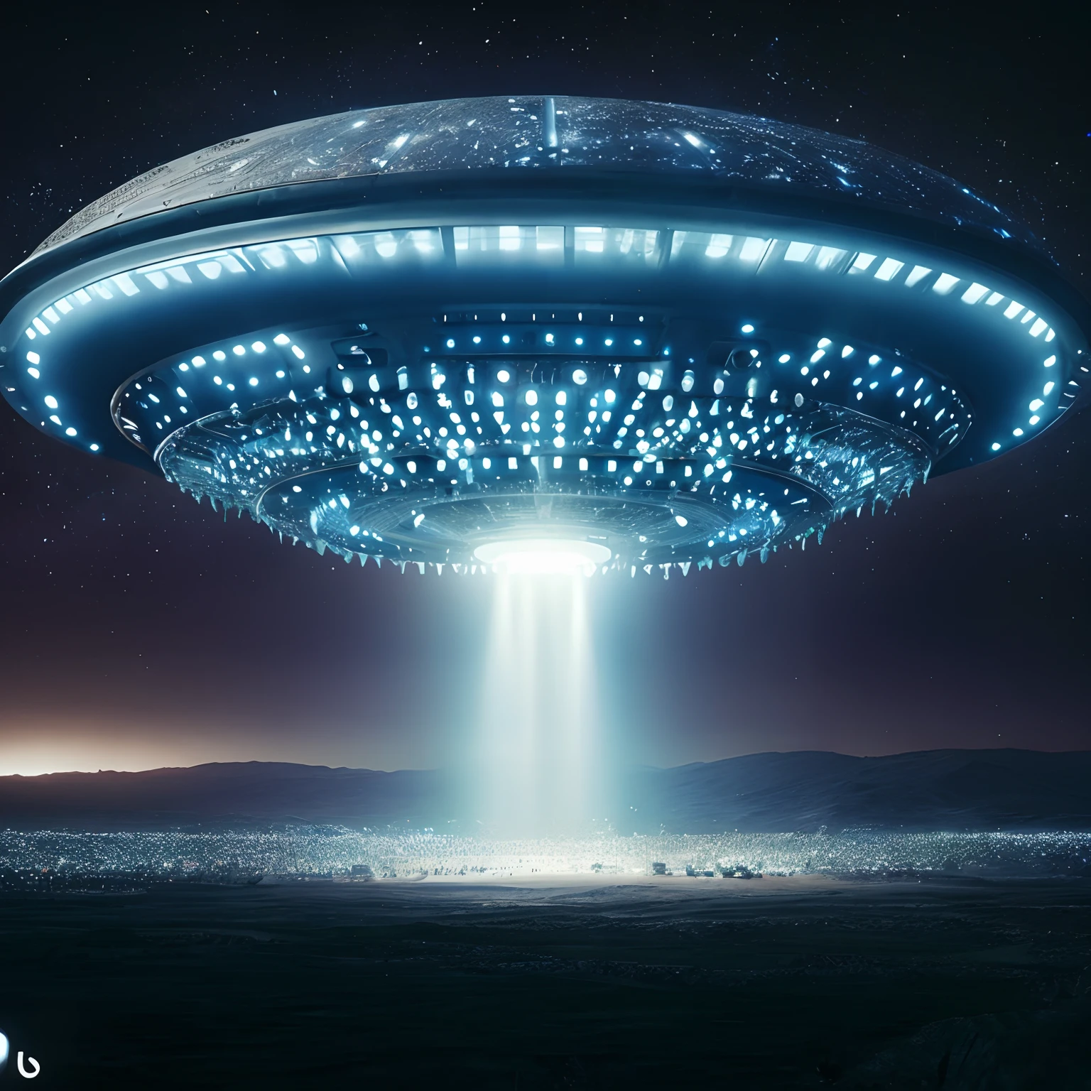 A super realistic and detailed alien mothership