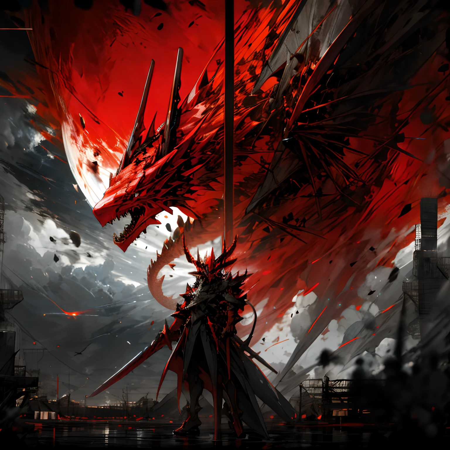 Red and black mecha, Dragon helmet, claw weapons,demise