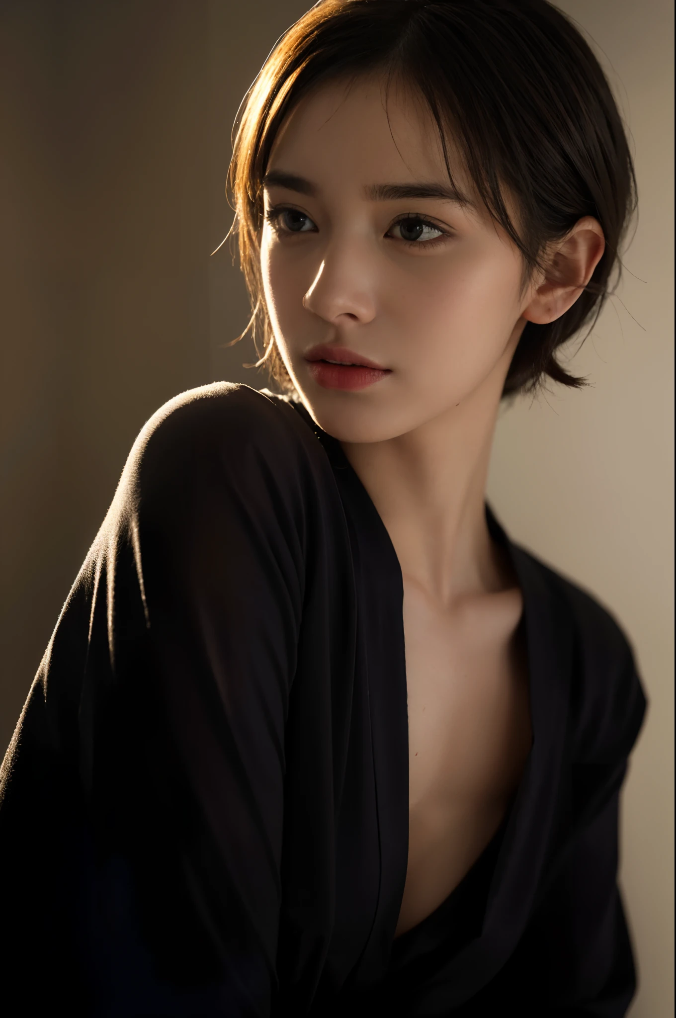 (RAW photo, 4k, masterpiece, high res,  extremely intricate) (photorealistic:1.4), cinematic lighting
(stamford:1.5), close-up, masterpiece, best quality, raw, realistic, face, super silly, pretty girl, cute, short hair, depth of field, resolution  high, super detailed, fine detail, extremely detailed, extremely detailed eyes and faces, sharp pupils, realistic pupils, sharp focus, cinematic lighting
