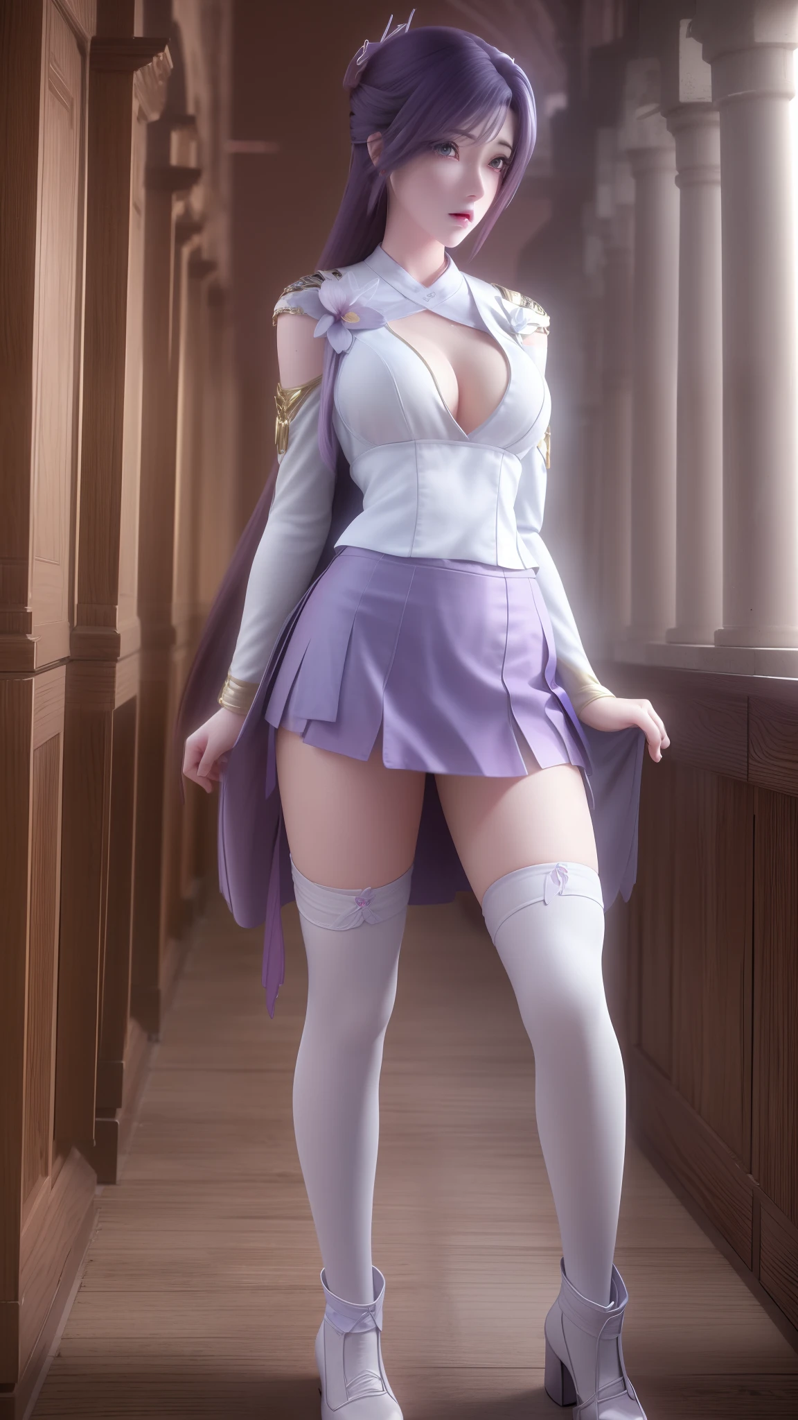 anime - style image of a woman in a short skirt and shirt, seductive anime girls, Smooth anime CG art, Surrealism female students, Surrealism female students, thighhighs and skirt, photorealistic anime girl rendering, beautiful and seductive anime woman, Realistic schoolgirl, Realistic anime 3 D style, 3 d anime realistic, Beautiful Anime High School Girls