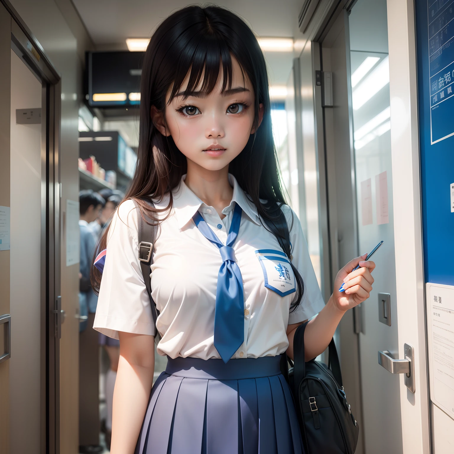 Hong Kong teen girl in blue school uniform