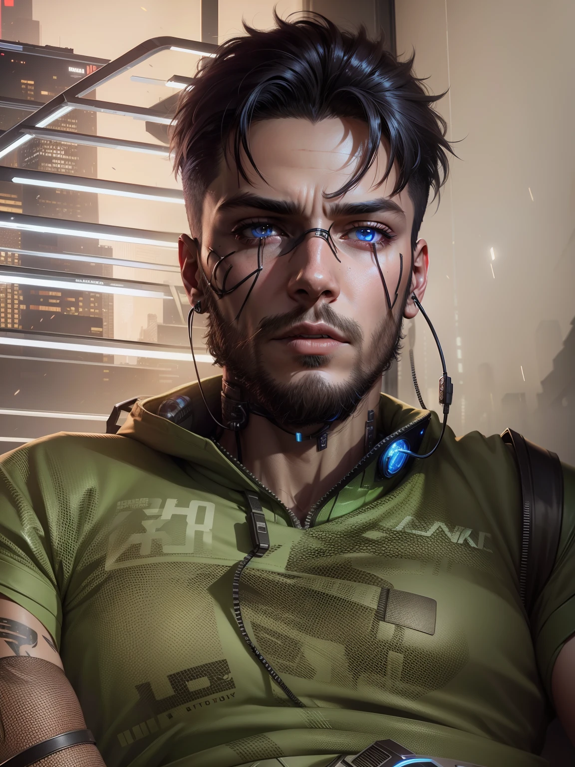 Change background, cyberpunk handsome boy and realistic face ,8k