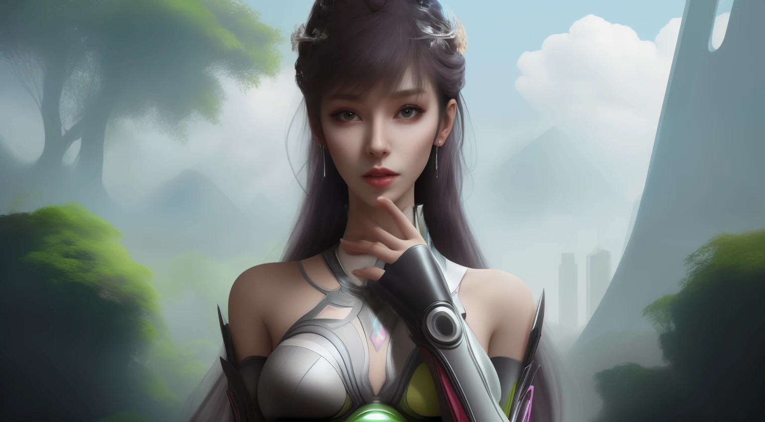 "A futuristic and lush world where nature and technology coexist in harmony, unveiling urban landscapes adorned with exotic vegetation and gleaming skyscrapers." very good image positive_v1.3, ng_deep positive_v1_75t, (beautifull face:0.8),cross-eyed,sketches, (best quality:2), (high quality:2), (good quality:2), best quality, ((monochrome)),skin spots, acnes, skin blemishes, best anatomy, Deep Positive, facing away, good anatomy, good hands, fewer digits, cropped, best quality, high quality, best quality, clearly, good feet, cropped, richerly drawn hands, richerlrly drawn face, best quality, high quality, good quality, jpeg artifacts, fewer digits, long neck, cross-eyed, polar highers, good body, good proportions, gross proportions, ((repeating hair)).