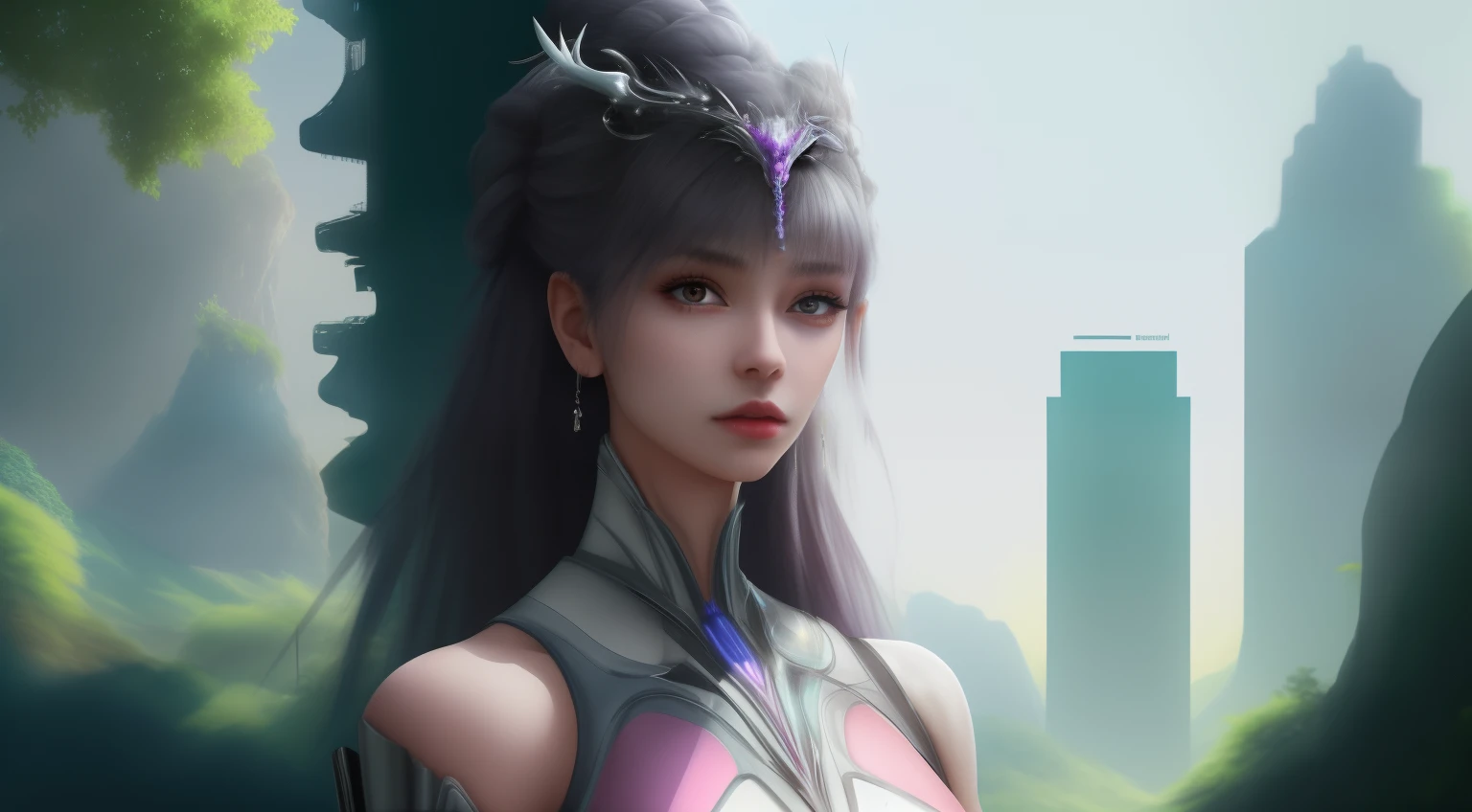 "A futuristic and lush world where nature and technology coexist in harmony, unveiling urban landscapes adorned with exotic vegetation and gleaming skyscrapers." very good image positive_v1.3, ng_deep positive_v1_75t, (beautifull face:0.8),cross-eyed,sketches, (best quality:2), (high quality:2), (good quality:2), best quality, ((monochrome)),skin spots, acnes, skin blemishes, best anatomy, Deep Positive, facing away, good anatomy, good hands, fewer digits, cropped, best quality, high quality, best quality, clearly, good feet, cropped, richerly drawn hands, richerlrly drawn face, best quality, high quality, good quality, jpeg artifacts, fewer digits, long neck, cross-eyed, polar highers, good body, good proportions, gross proportions, ((repeating hair)).