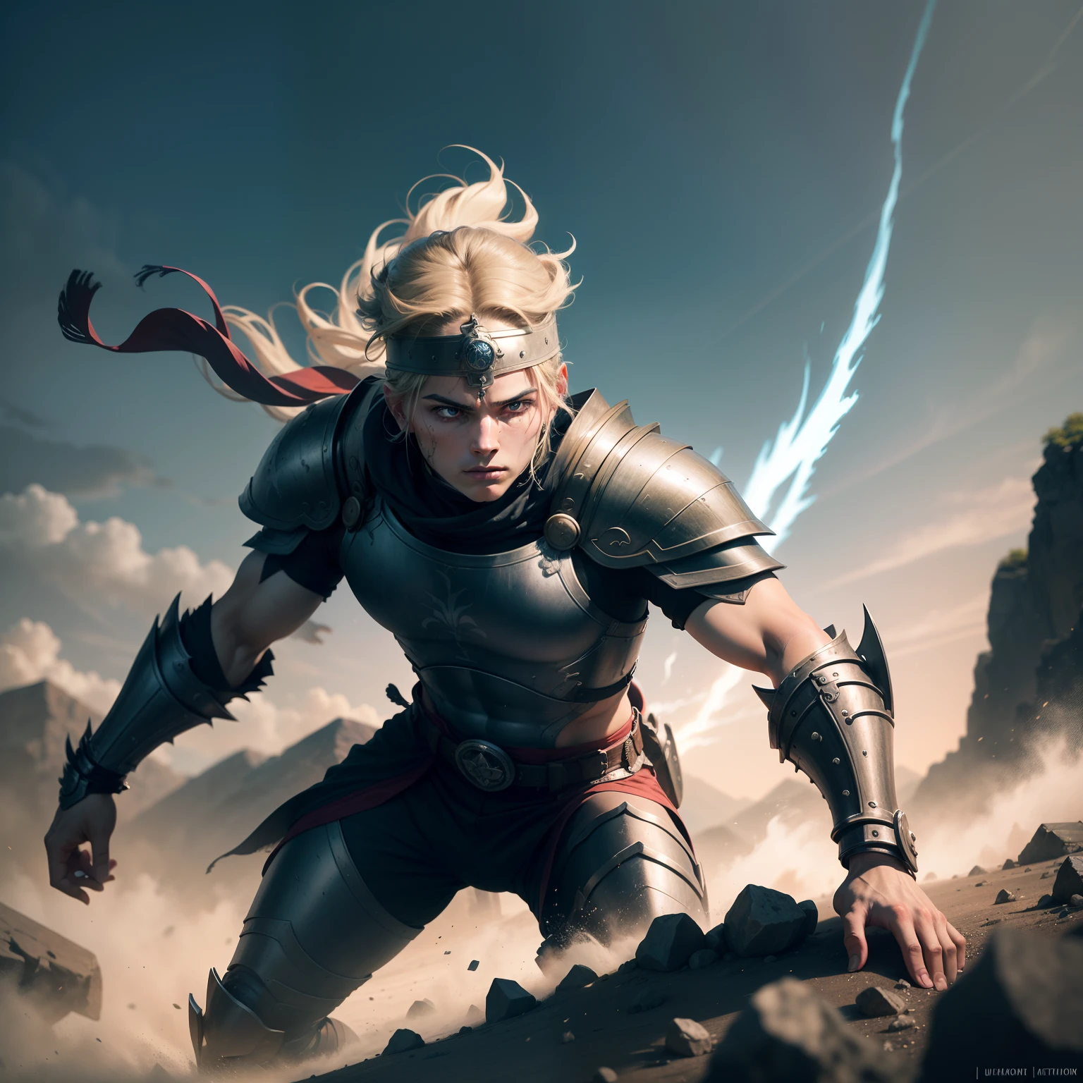 "Capture the spirit of overcoming with a captivating image: Show a determined warrior bravely facing a series of obstacles on the way to success. Use visuals that convey the sense of challenge and impending victory, all in a setting that harkens back to the unique energy of your TikTok content."