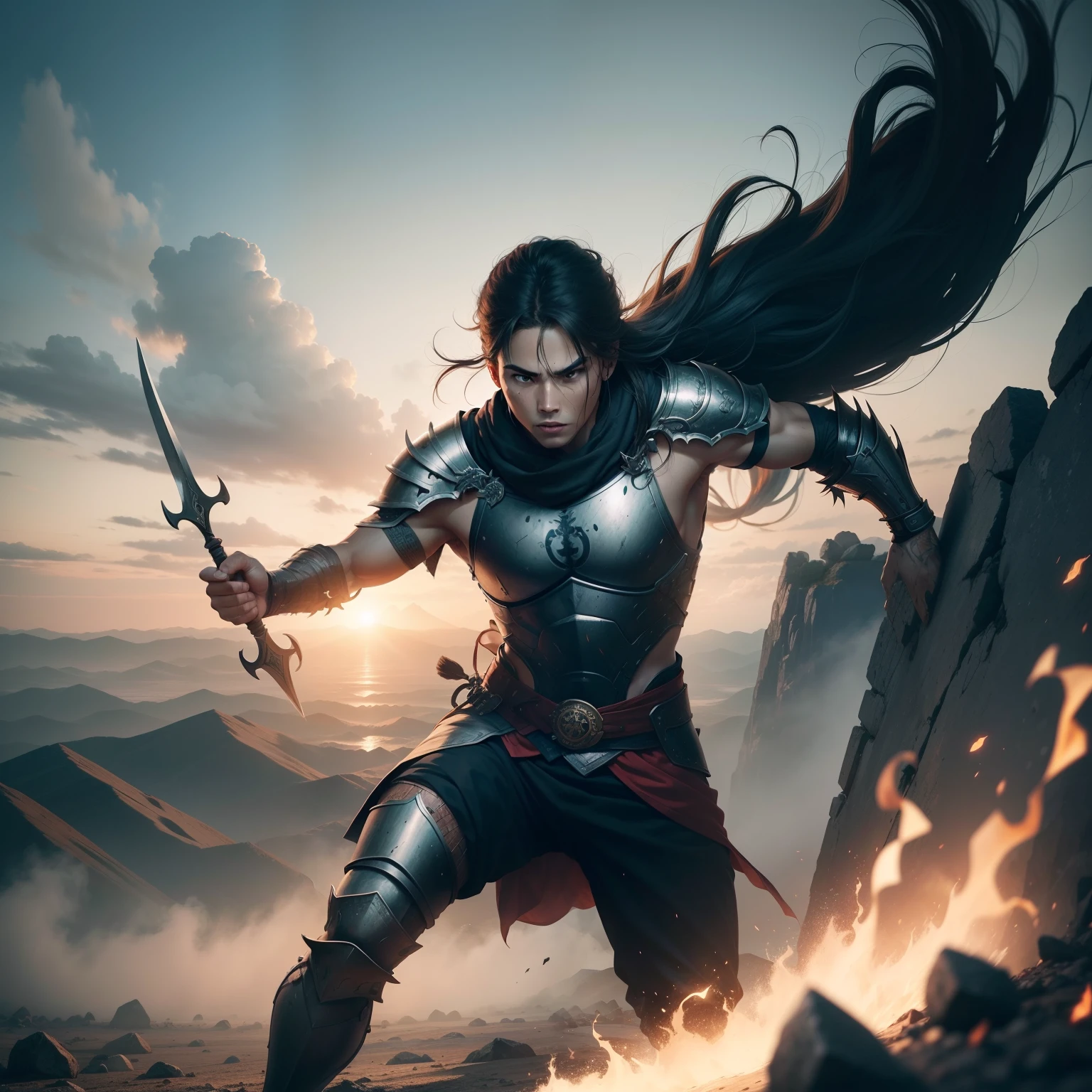 "Capture the spirit of overcoming with a captivating image: Show a determined warrior bravely facing a series of obstacles on the way to success. Use visuals that convey the sense of challenge and impending victory, all in a setting that harkens back to the unique energy of your TikTok content."