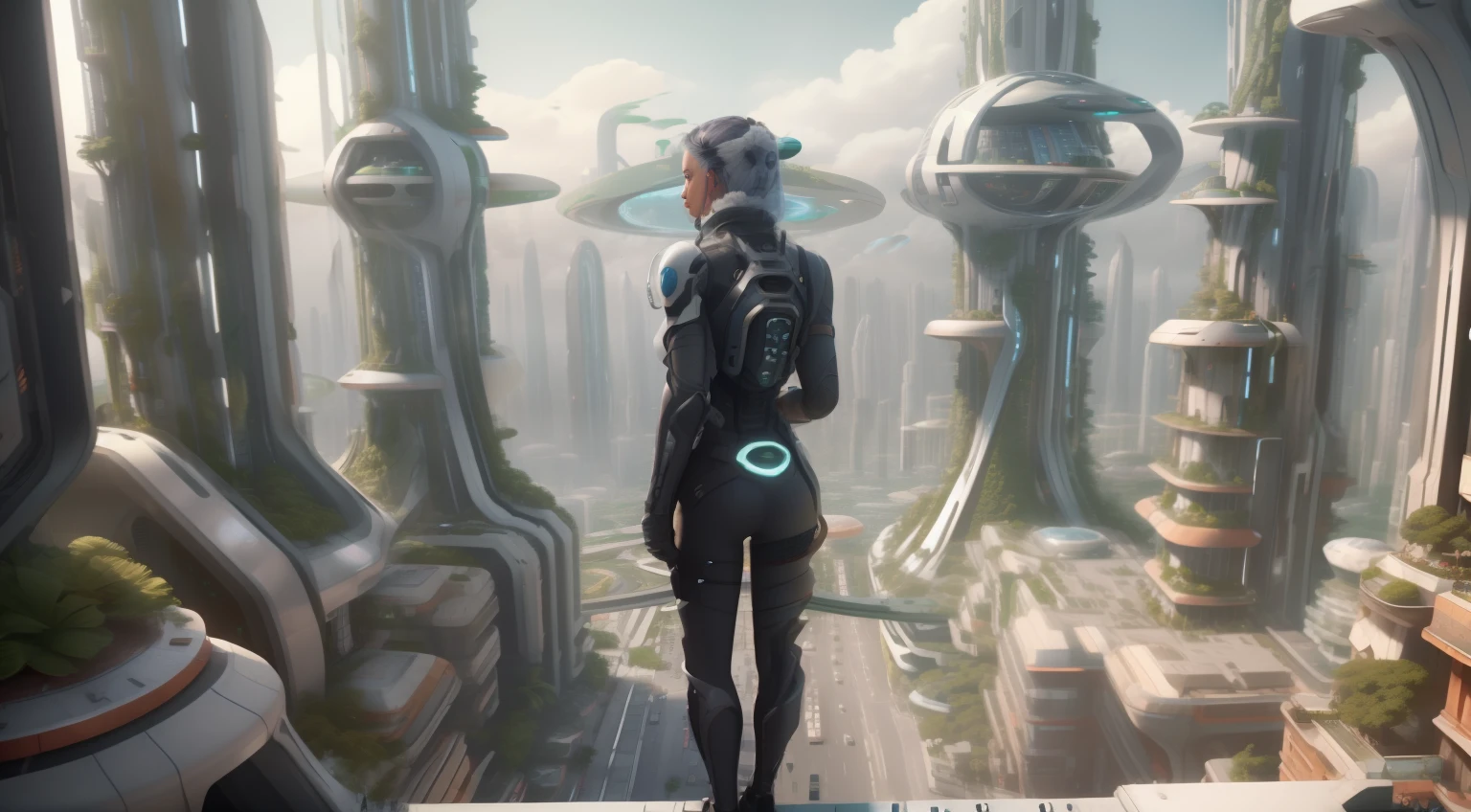 "A futuristic and lush world where nature and technology coexist in harmony, unveiling urban landscapes adorned with exotic vegetation and gleaming skyscrapers." very good image positive_v1.3, ng_deep positive_v1_75t, (beautifull face:0.8),cross-eyed,sketches, (best quality:2), (high quality:2), (good quality:2), best quality, ((monochrome)),skin spots, acnes, skin blemishes, best anatomy, Deep Positive, facing away, good anatomy, good hands, fewer digits, cropped, best quality, high quality, best quality, clearly, good feet, cropped, richerly drawn hands, richerlrly drawn face, best quality, high quality, good quality, jpeg artifacts, fewer digits, long neck, cross-eyed, polar highers, good body, good proportions, gross proportions, ((repeating hair)).