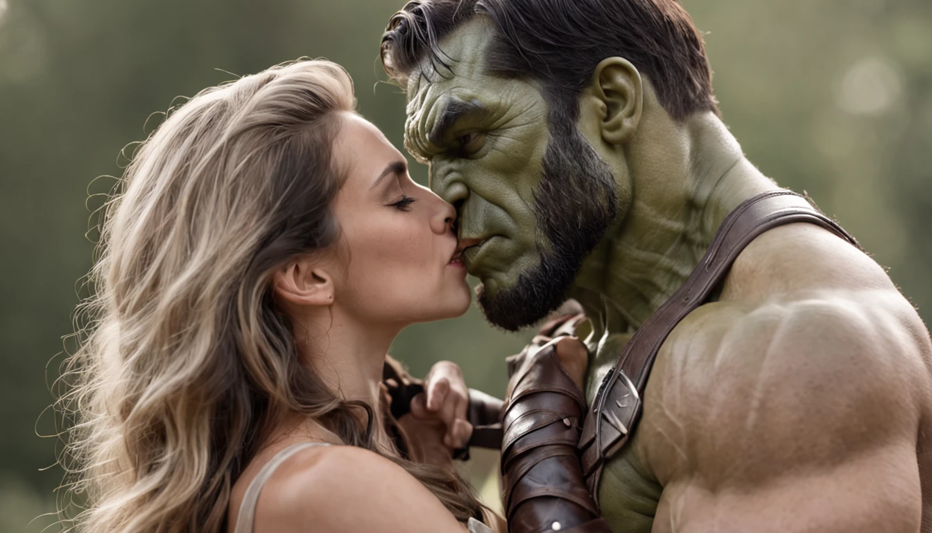 "Amazing Hulk kissing Wonder Woman"