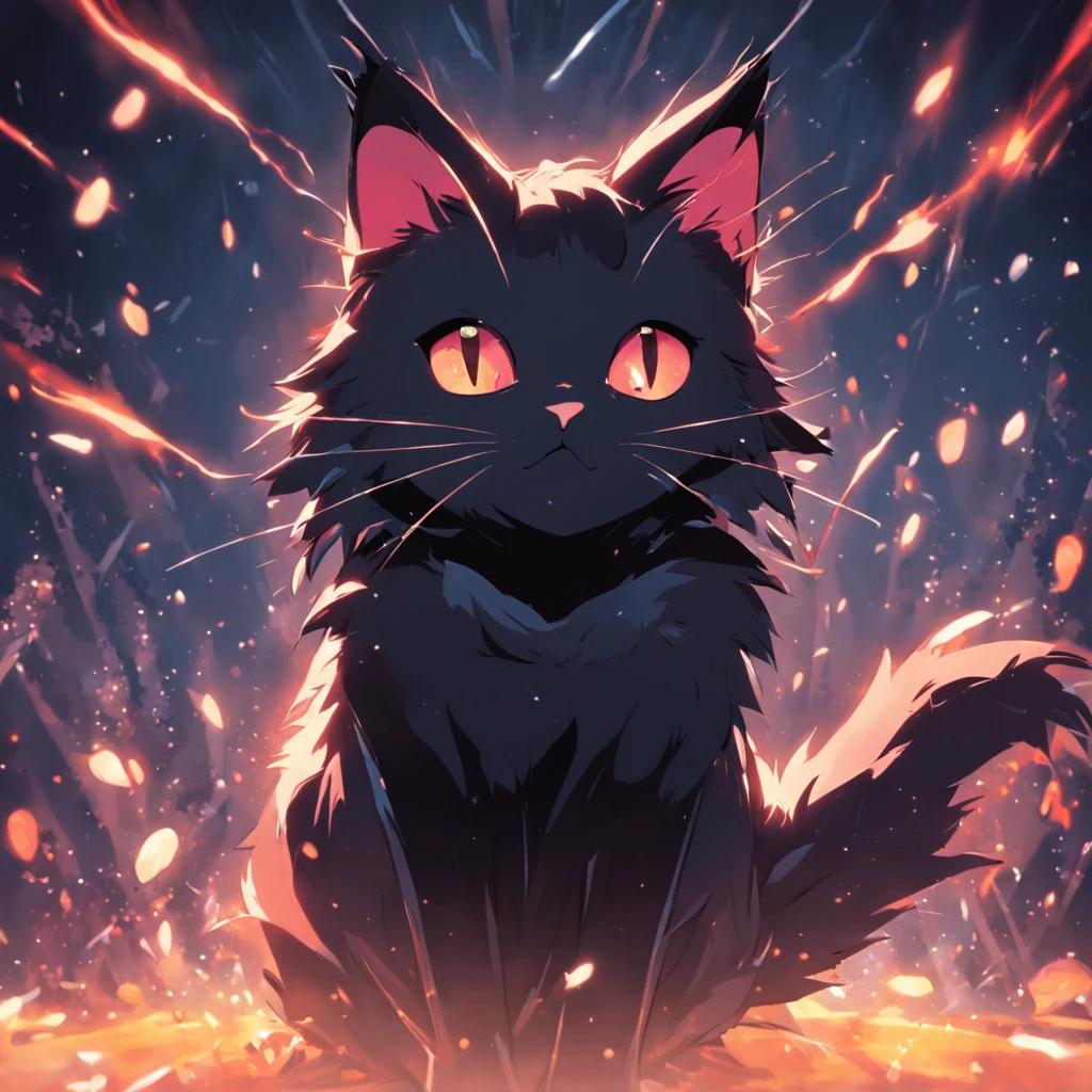 gatos preto cartoon, estilizado, anime, 2d, various positions