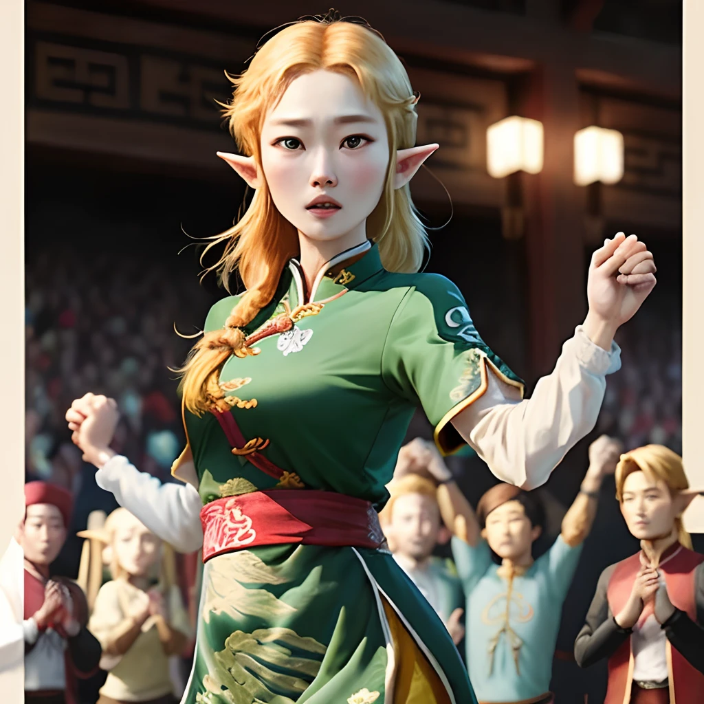 zelda,Wear Chinese clothing,Holding hands with Link in the air