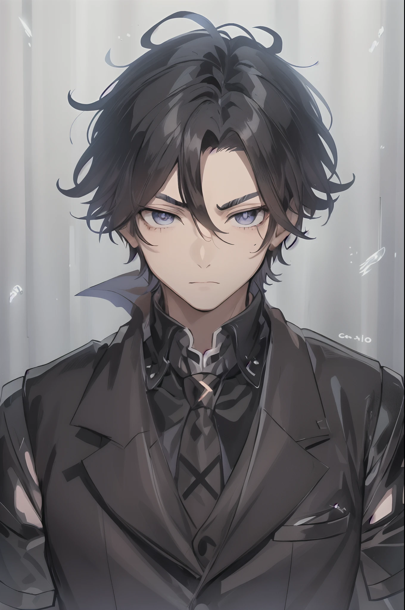 personagem de anime com cabelo preto e olhos azuis em um terno, cara de anime alto com olhos azuis, cara bonito na arte demon slayer, homem bonito anime, Retrato anime de um homem bonito, inspirado em Okumura Masanobu, anime moe artstyle, estilo anime masculino, personagem de anime masculino, Kawacy, retrato impressionante do rosto do anime, jovem homem de anime