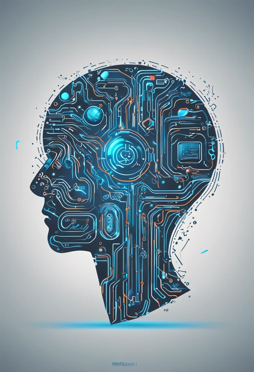 Desenhe uma logo minimalista para um canal do YouTube chamado 'InteligencIArtificial'. The design should incorporate an icon that represents artificial intelligence, as a digital brain or neural circuits. As linhas devem ser modernas e elegantes. The color palette should be a combination of cybernetic blue, prata e toques de vermelho. O nome 'InteligencIArtificial' deve ser escrito com uma fonte futurista e limpa, possivelmente em negrito, with 'Inteligenc' in cybernetic blue, 'IA' em vermelho destacado e 'rtificial' em prata.