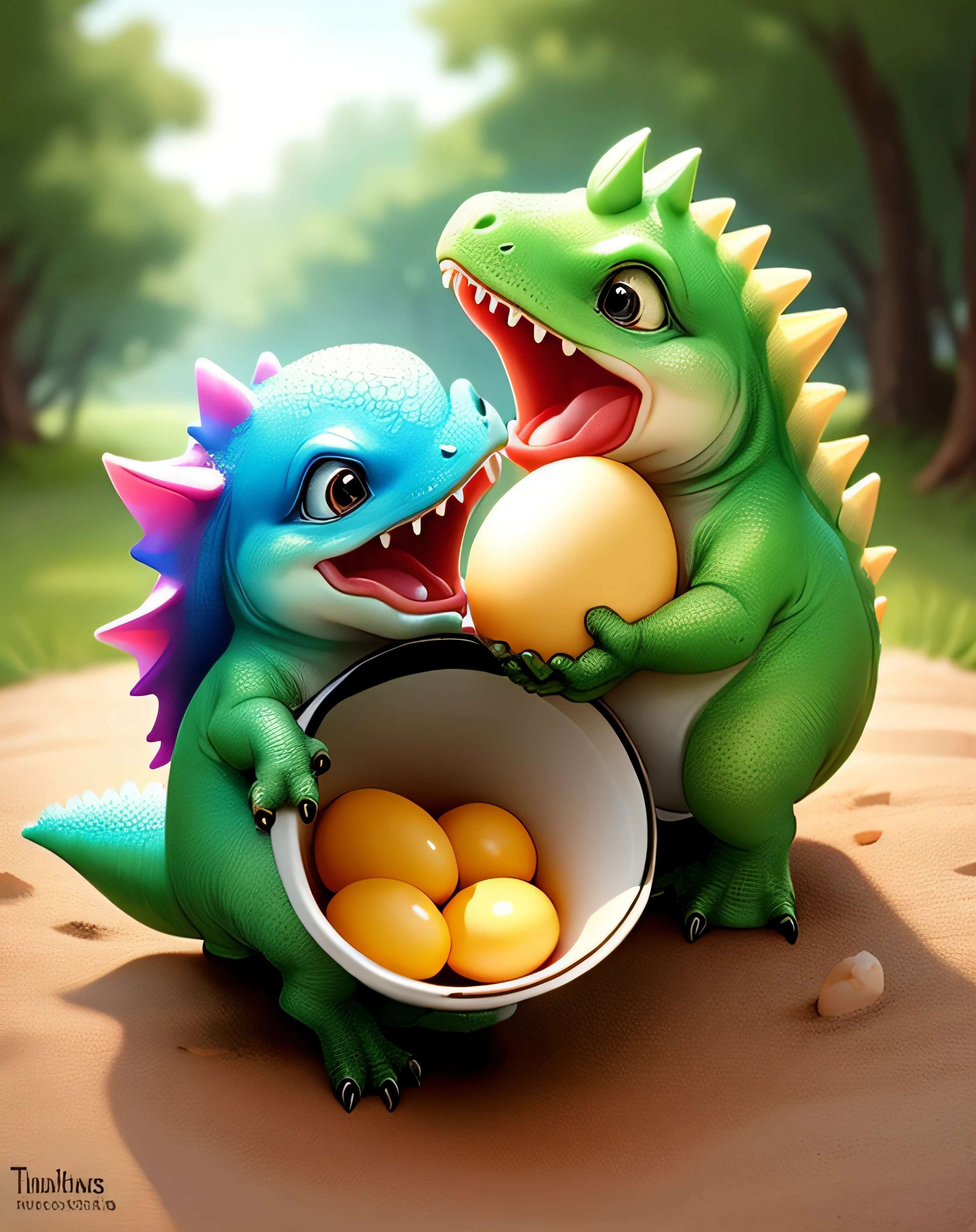 Cute baby Dinosaurs come out from the egg