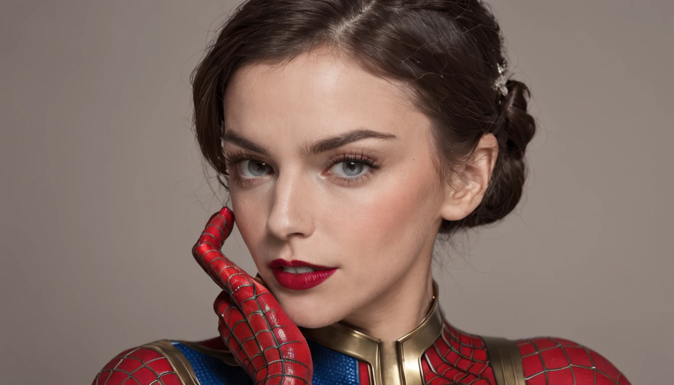 "Spiderman besando a Wonder Woman"