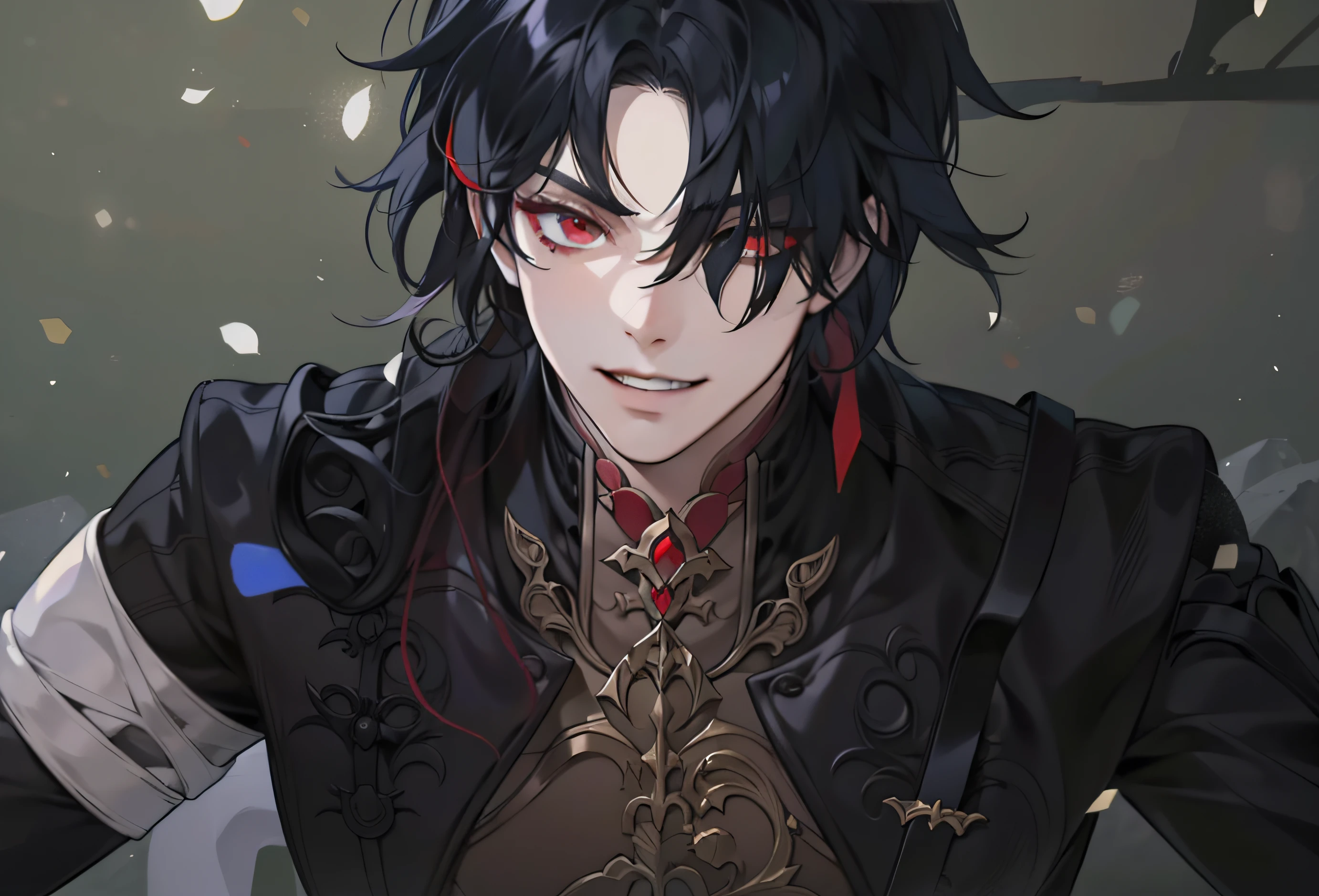 Redraw the guy, Handsome guy, Character Blade (Honkai), red-eyes, A sinister face, malevolent grin, super quality