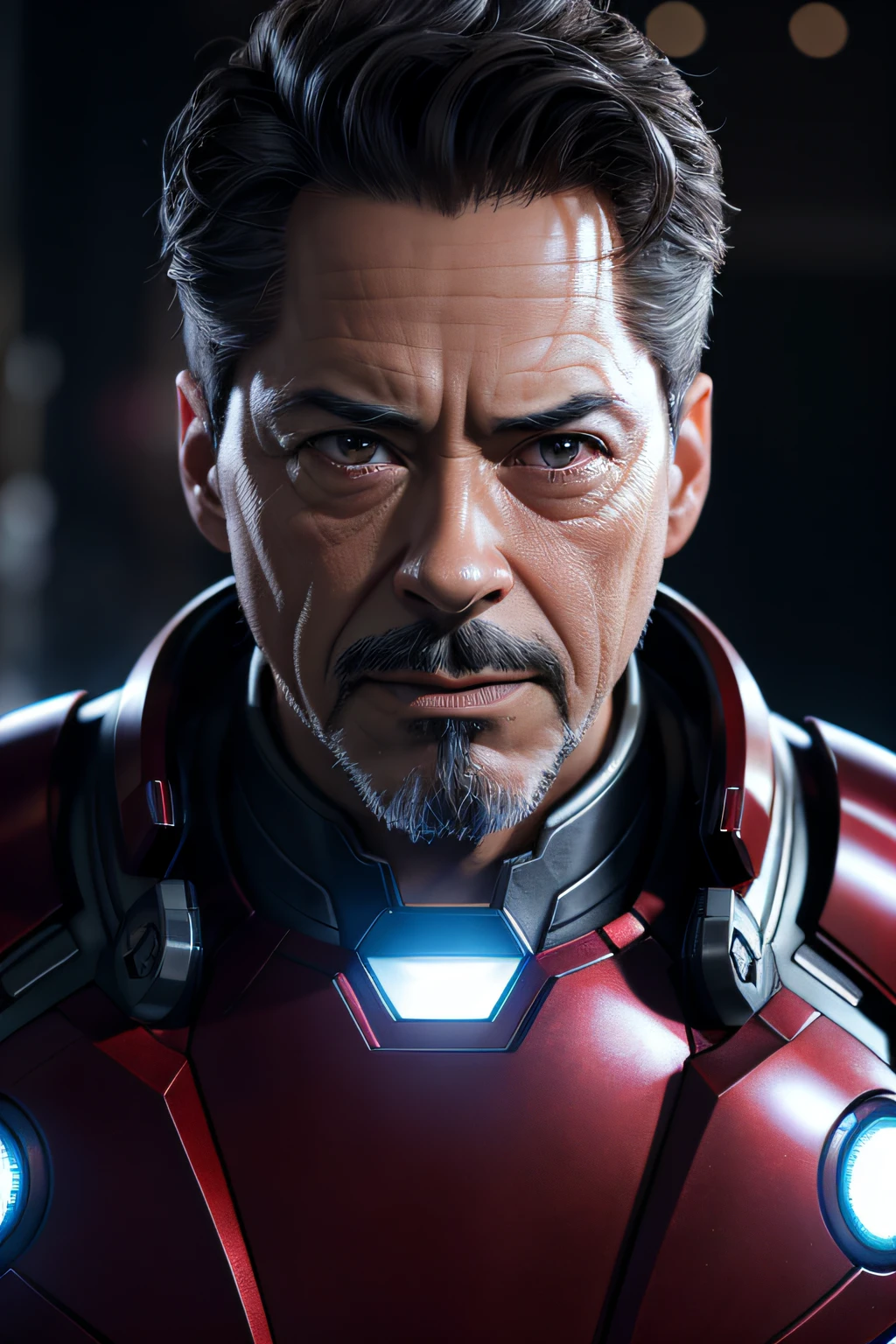 Marvel, Old man Tony Stark, realistically, dynamic lights, old, gray stubble, full shoot, full body (extremely detailed CG unity 8k wallpaper), trending on ArtStation, trending on CGSociety, High Detail, Sharp focus, dramatic, photorealistic