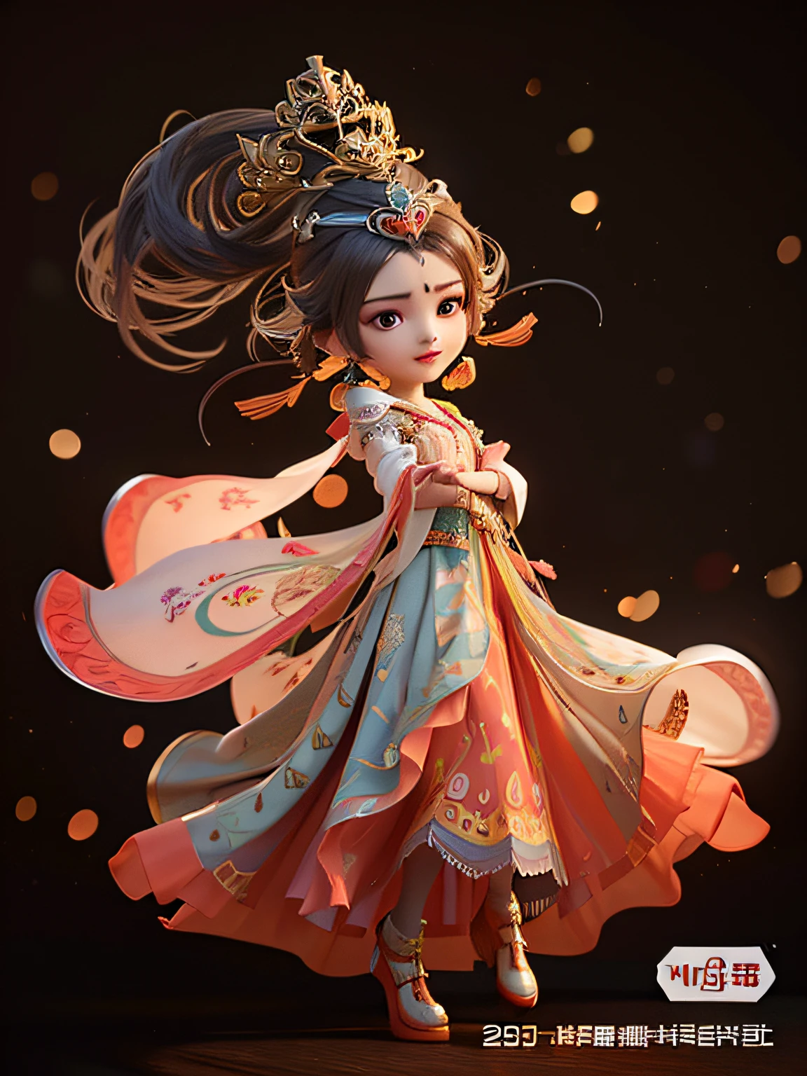 Arafad image of a woman in a dress and crown, 3 d render stylized, 3 D rendering character art 8 K, Dunhuang art , A girl in Hanfu, Cute detailed digital art, character design contest winner, Guviz-style artwork, stunning digital illustration, Beautiful character painting, 3d render digital art, Beautiful digital illustration