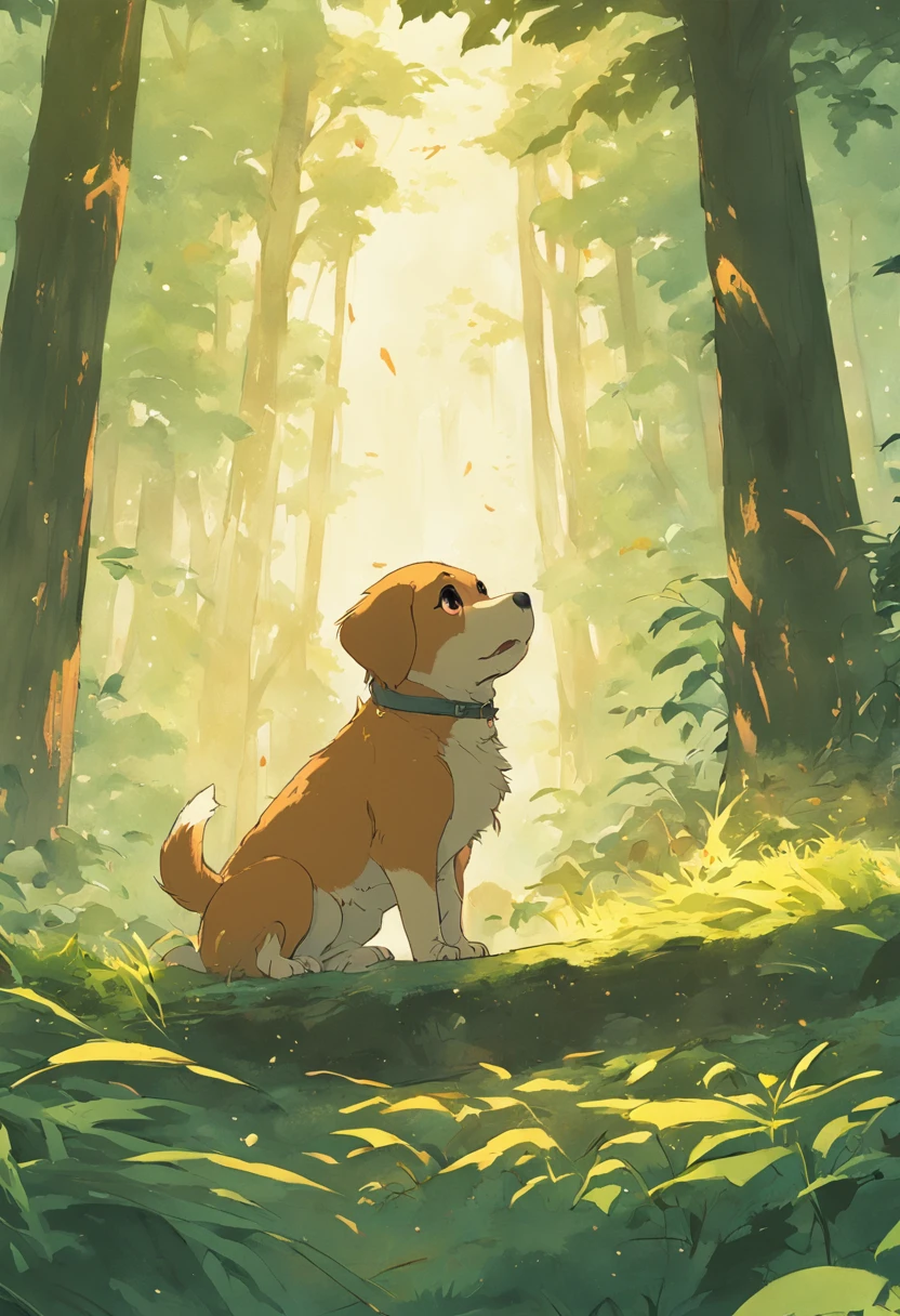 cachorro na floresta, pintura SNES