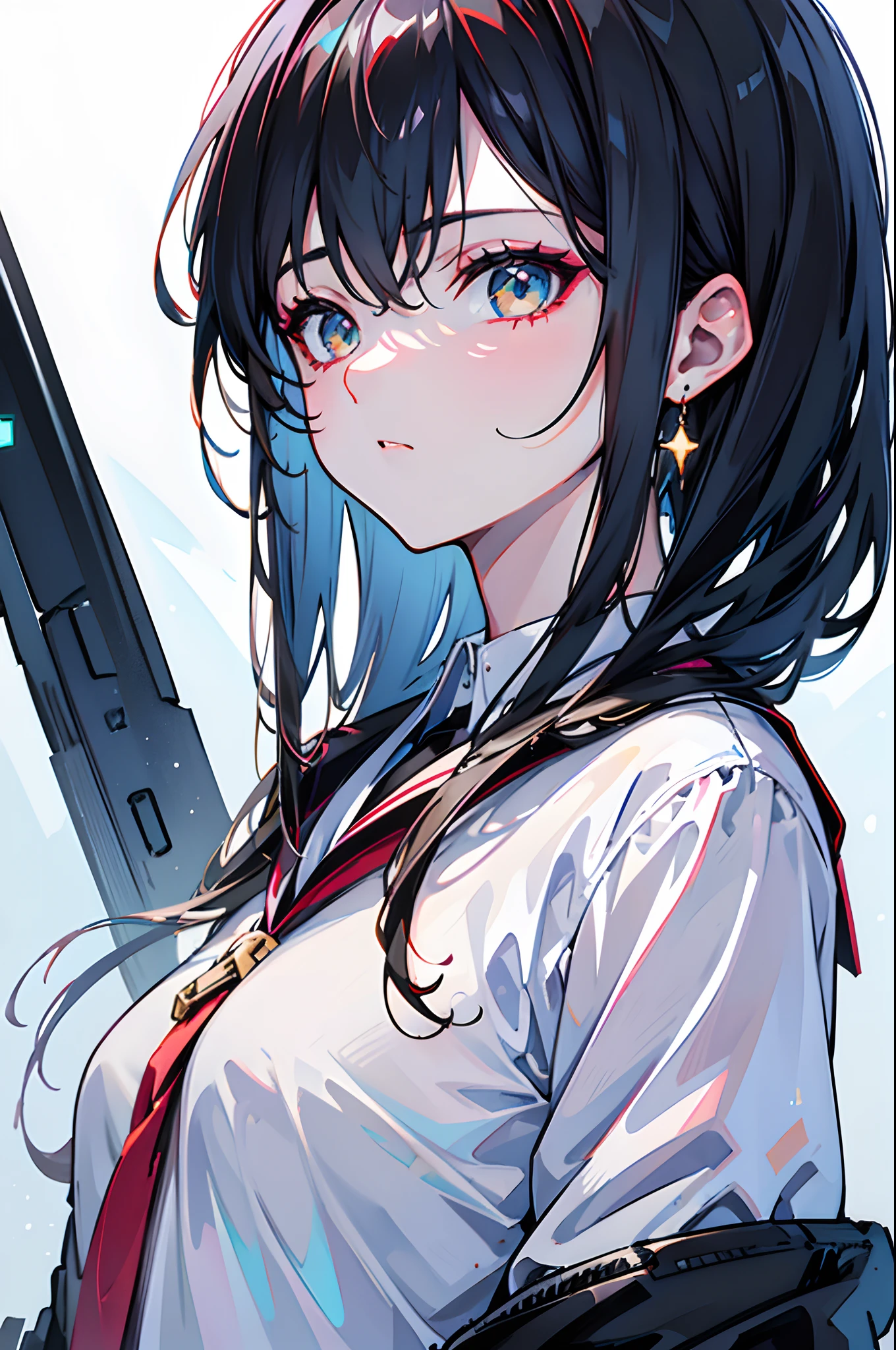 1boys,Black hair,校服,white shirt, Wearing earrings,Black coat,hooligan,This character has muscles,tall,extremely handsome,I have a tattoo on my arm,1girll,Long gray hair,Girls are short,The girl is petite, ((Details:1.4)), (HighDynamicRange)、Ray traching、NVIDIA RTX、Hyper-Resolution、Unreal 5、Sub-surface scattering、PBR Texturing、Postprocess、Anisotropy Filtering、depth of fields、Maximum clarity and sharpness、multi-layer texture、Albedo and specular maps、Surface Shading、Accurate simulation of light-material interactions、octan render、Two-tone lighting、Low ISO、 White Balance, thirds rule, Large aperture, 8K Raw, Efficient Subpixel, sub-pixel convolution, (Luminescent particles:1.4), {{masterpiece, Top image quality, Ultra High Definition CG, Unity 8k Wallpapers, 3D, cinematlic lighting, lensflare}},{{masterpiece、top-quality、extremely details CG、Cinematographic lighting、lensflare}}、