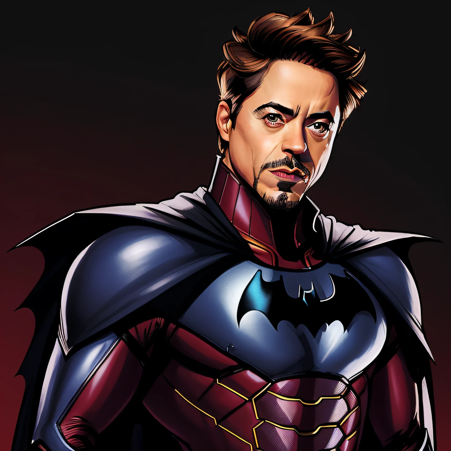 caricatura de um homem, vestindo traje de batman, Robert Downey jr