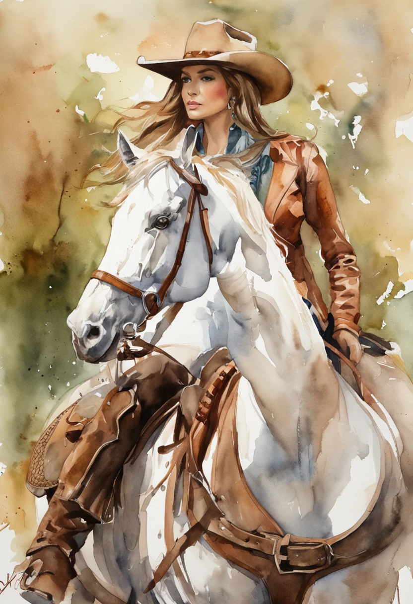 1 mulher, cowgirl, anatomia perfeita, corpo inteiro, cabelos pretos, olhando para o observador, long eyelashes, kalap, colete de couro, camisa branca amarrada na cintura, cinto de cowboy com fivela prata, shorts jeans, pantyhose, cowboy boots, old west cenário, golden hour