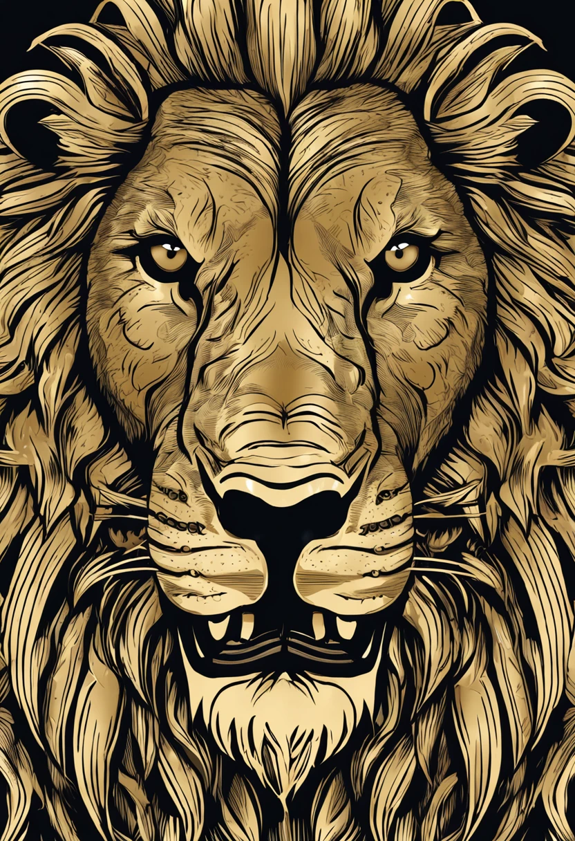 A closeup of a lion's head in gold color on a black background, lion icon, half lion, lion head, third lion head, no fundo cinzento, , em um fundo cinza, Lion, anonymous lion face, Criado no Adobe Illustrator, icon, with the mane of a lion, single logo, Rei, lions, me, fundo do telefone