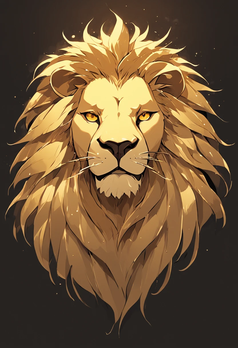 A closeup of a lion's head in gold color on a black background, lion icon, half lion, lion head, third lion head, no fundo cinzento, , em um fundo cinza, Lion, anonymous lion face, Criado no Adobe Illustrator, icon, with the mane of a lion, single logo, Rei, lions, me, fundo do telefone
