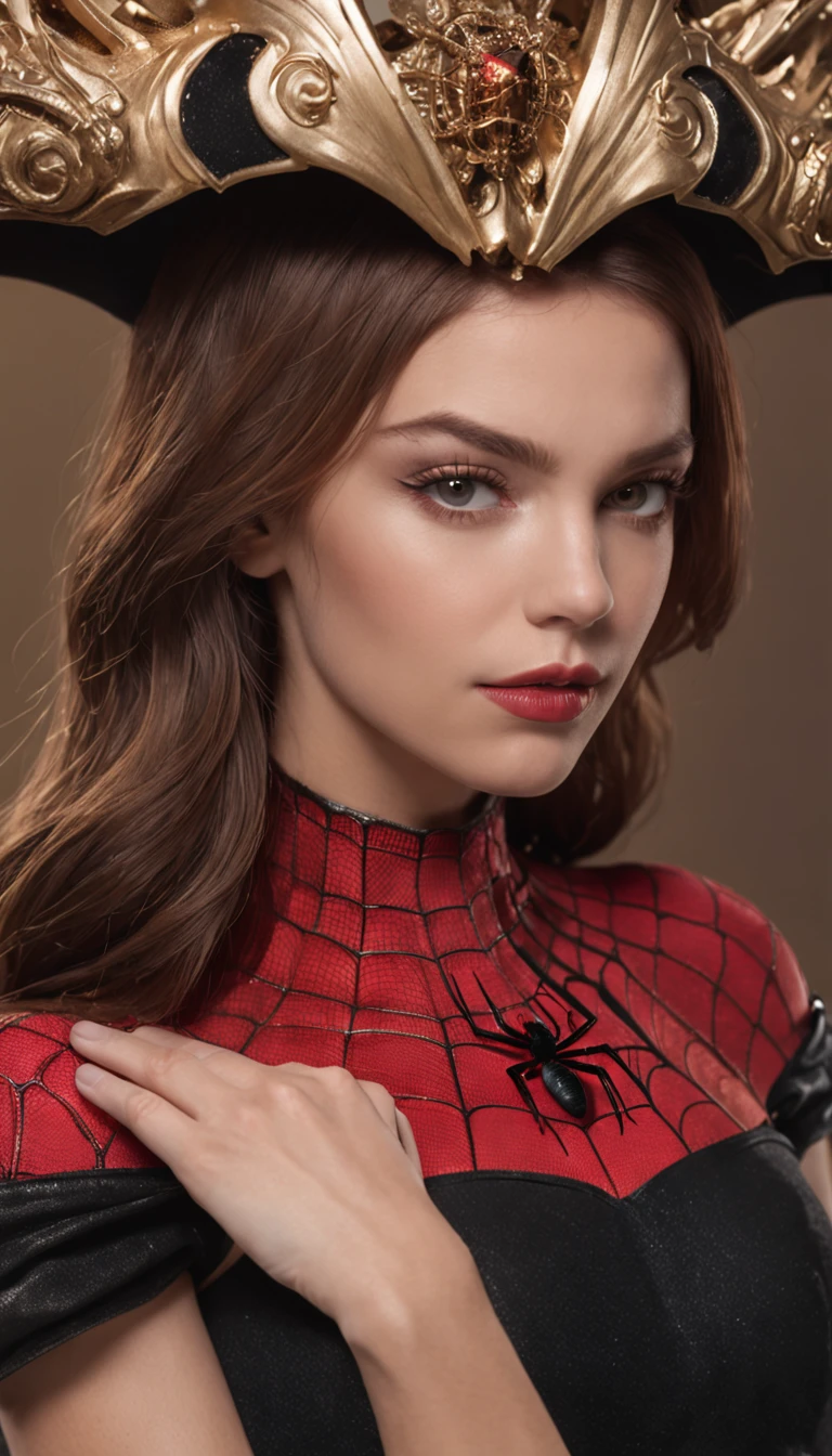 homem aranha com uma coroa no trono dourado