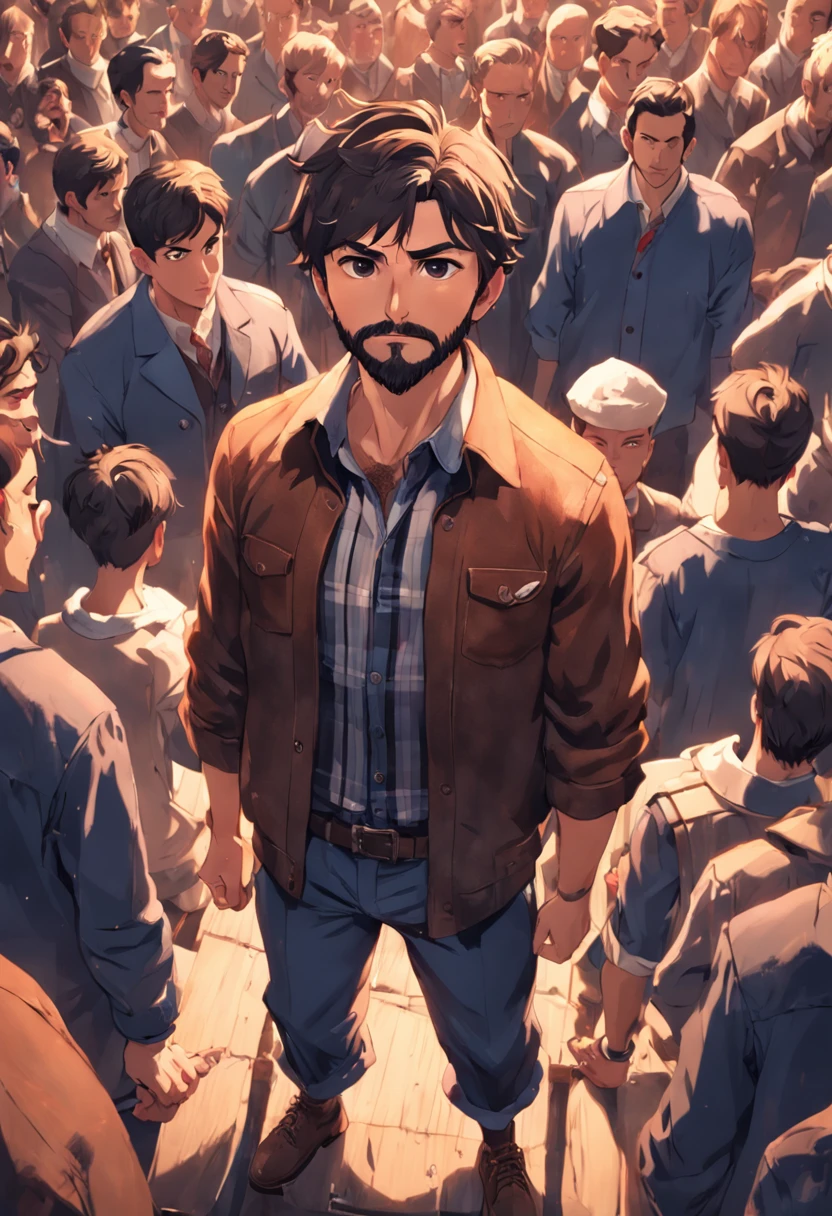 3d character, digital art, high contrast, many details on a man with a beard and plaid shirt, fernando Guerra, davidrios ferreira, pepe moreno, edu souza, ricardo milos, ignacio rios, josan gonzales, alberto mielgo, jesus alonso iglesias, gonzalo fuenmayor, ignacio fernandez rios, federico pelat , Pablo Dominguez, Julian Calle, Daniel Mirante