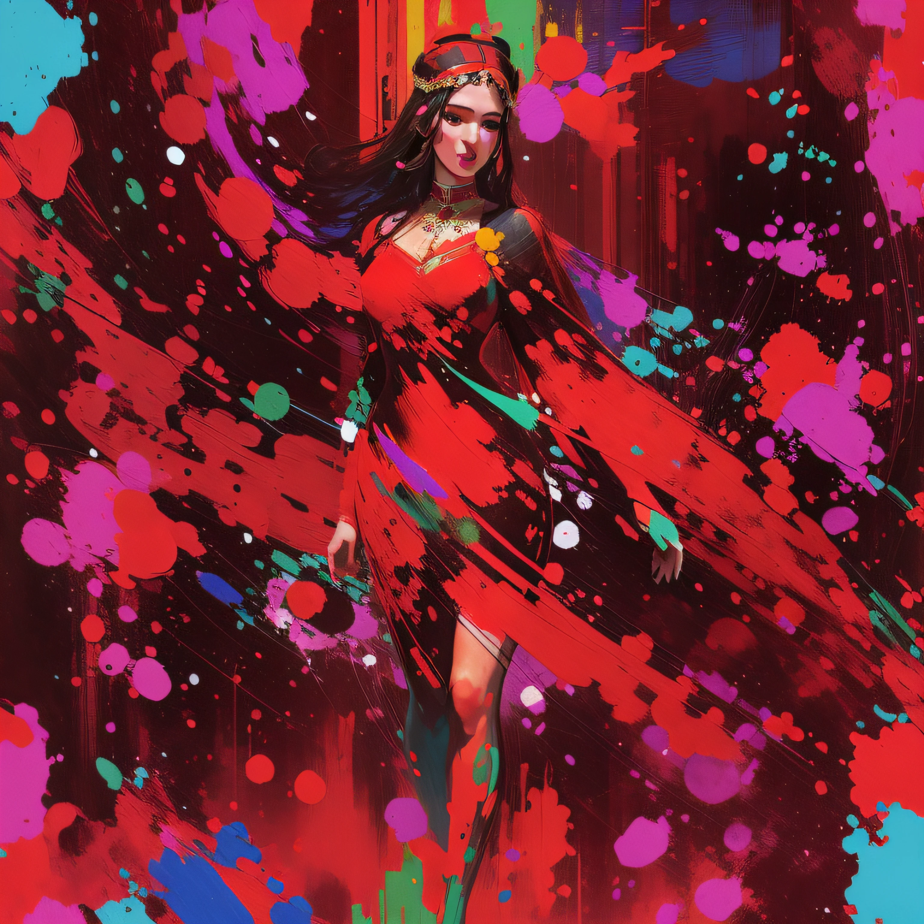 A painting of a woman from ancient Greece, abstrato.