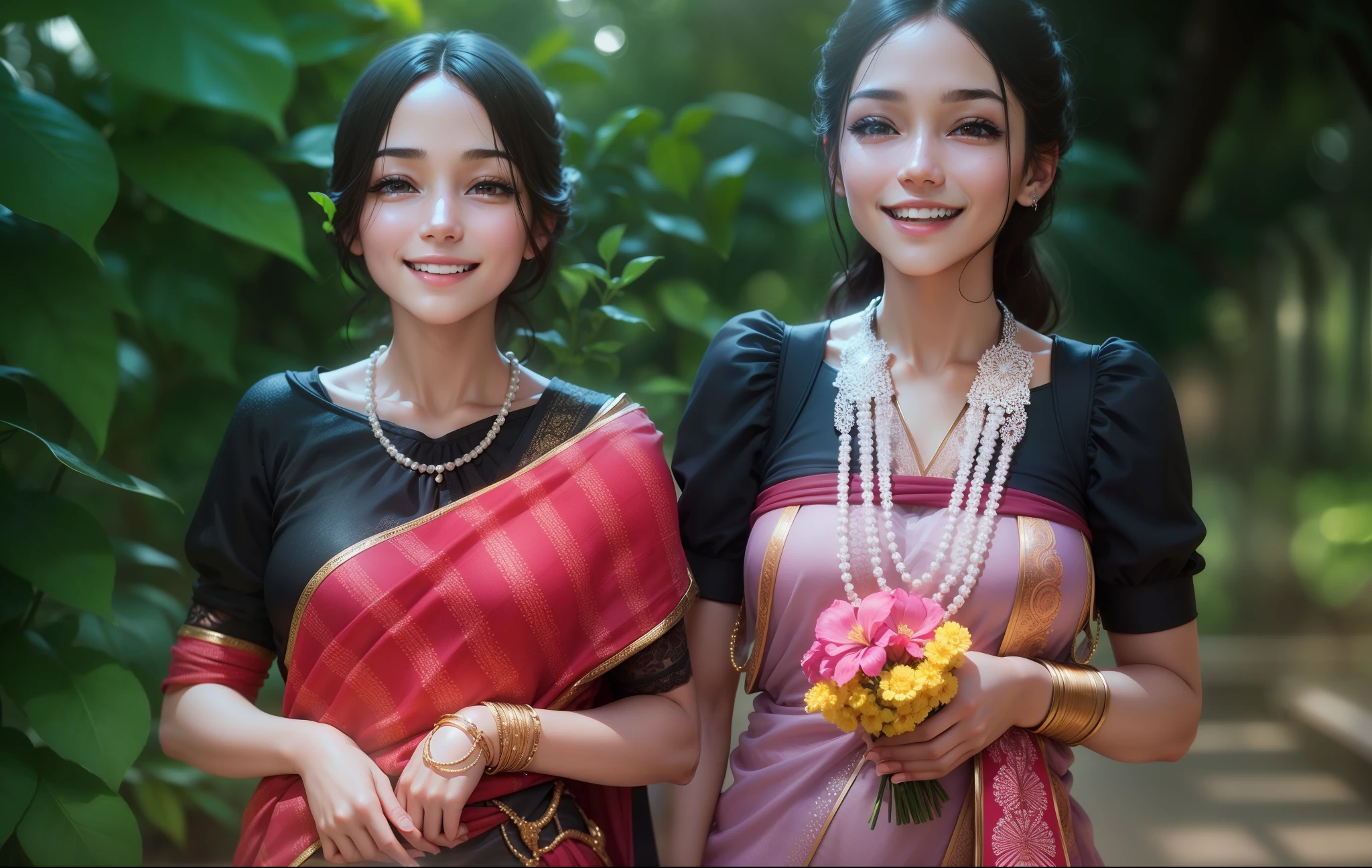Close-up of faces，slim body, happy laugh，Delicate face，Smooth skin，Elaborate Eyes， ( bokeh, Out of Focus, Soft Lighting, movie lighting, God Ray, UHD