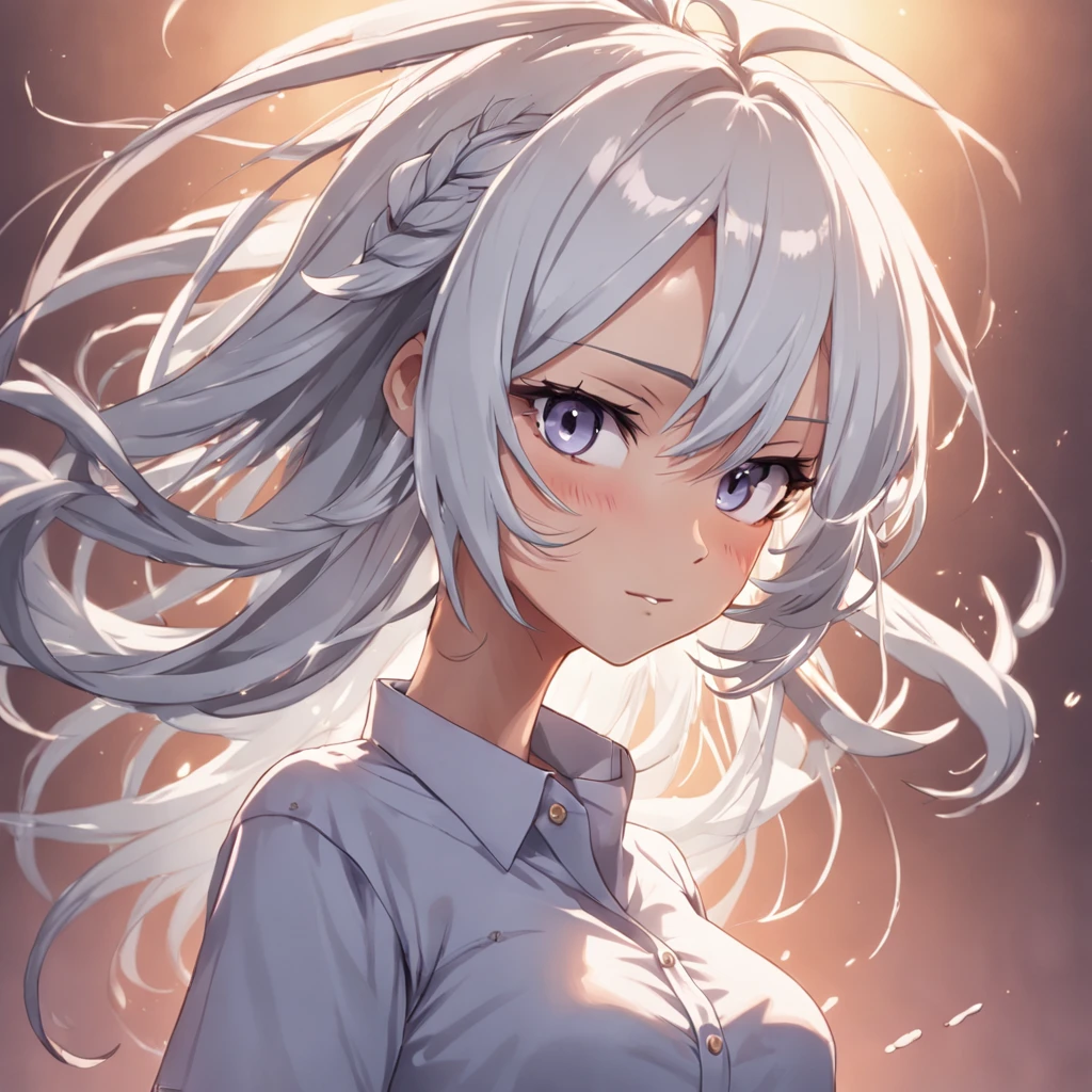 uma imagem de desenho animado de uma mulher gostosa com cabelos brancos e uma camisa branca, mulher perfeita de cabelos brancos, mulher anime sedutora, cabelos prateados (rabo-de-cavalo), mulher do cabelo prateado, cabelos brancos, OC Commission, kantai collection style, mulher cabelo prateado, Pose casual, mulher com cabelo branco, mulher anime atraente, [ Arte digital 4K ]!!,  anime, Commission for High Res
