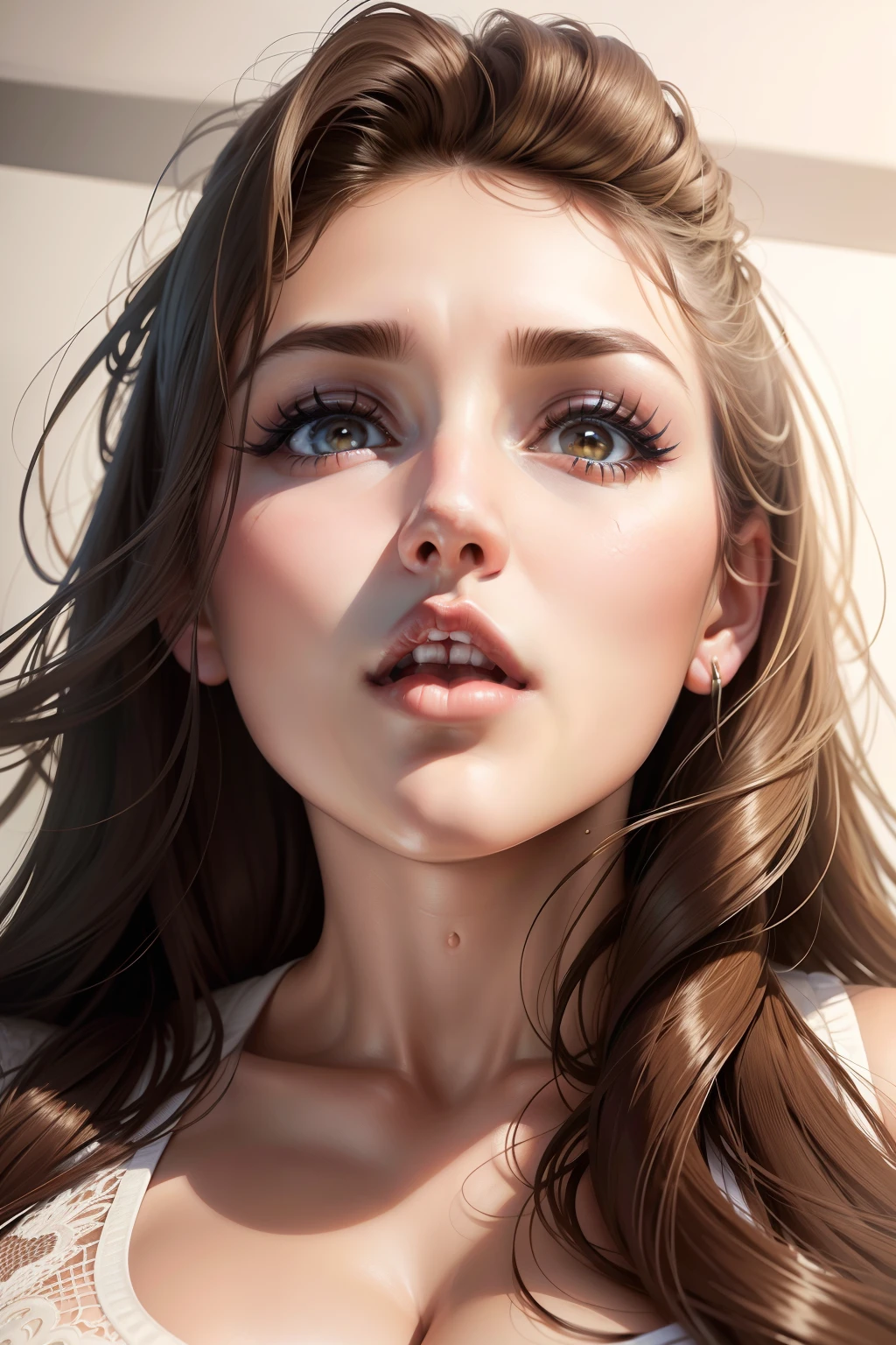 masuter piece, very best quality, (((realisitic 、a photorealistic:1.37))), ((Solo)), 8K image quality, Extremely delicate and beautiful, splendid, Official art with attention to detail, Ridiculous, Unbelievably ridiculous, huge filesize, ultra-detailliert, highly detaile, (Pretty girl), (detailed girl), extremely detailed eye and face, Beautiful detailed eyes, Light makeup,, (Perfect female figure), large full breasts, Slim waist, big butts, ((Kneel down and look up)), (Korean beauty), ((fullllbody)), With bangs, (dim room), (Sexy underwear), ((sodden)), ((full of sweat)), ((Open your mouth)), ((Tongue out)) , ((ssmile)),