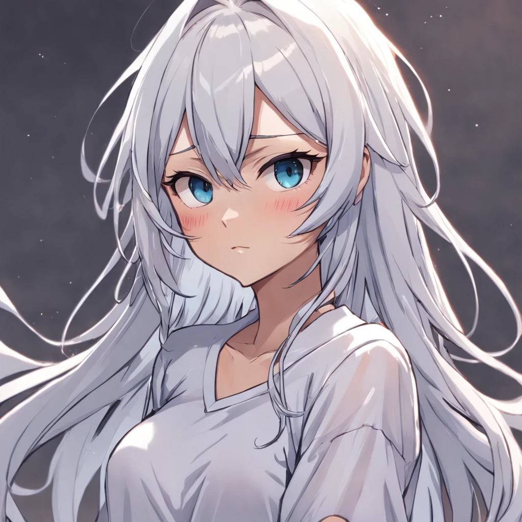 uma imagem de desenho animado de uma mulher gostosa com cabelos brancos e uma camisa branca, mulher perfeita de cabelos brancos, mulher anime sedutora, cabelos prateados (rabo-de-cavalo), mulher do cabelo prateado, cabelos brancos, OC Commission, kantai collection style, mulher cabelo prateado, Pose casual, mulher com cabelo branco, mulher anime atraente, [ Arte digital 4K ]!!, menina anime, Commission for High Res