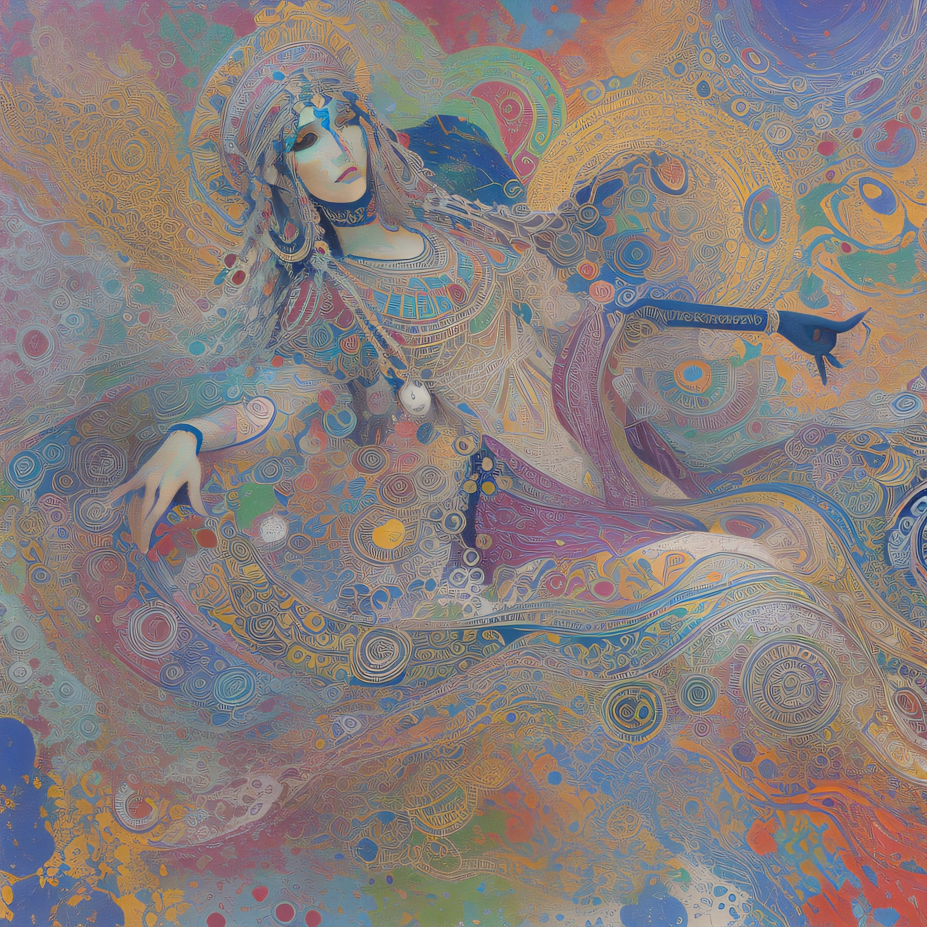 A painting of a woman from ancient Greece, abstrato.